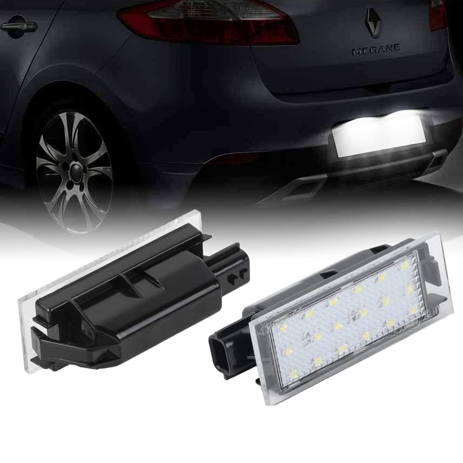 2 x LED Number License Plate Light for Megane II III Vel Satis Twingo II Clio III IV Espace IV Laguna II III Phase II Master II, LED License Plate Light with Canbus Error Free