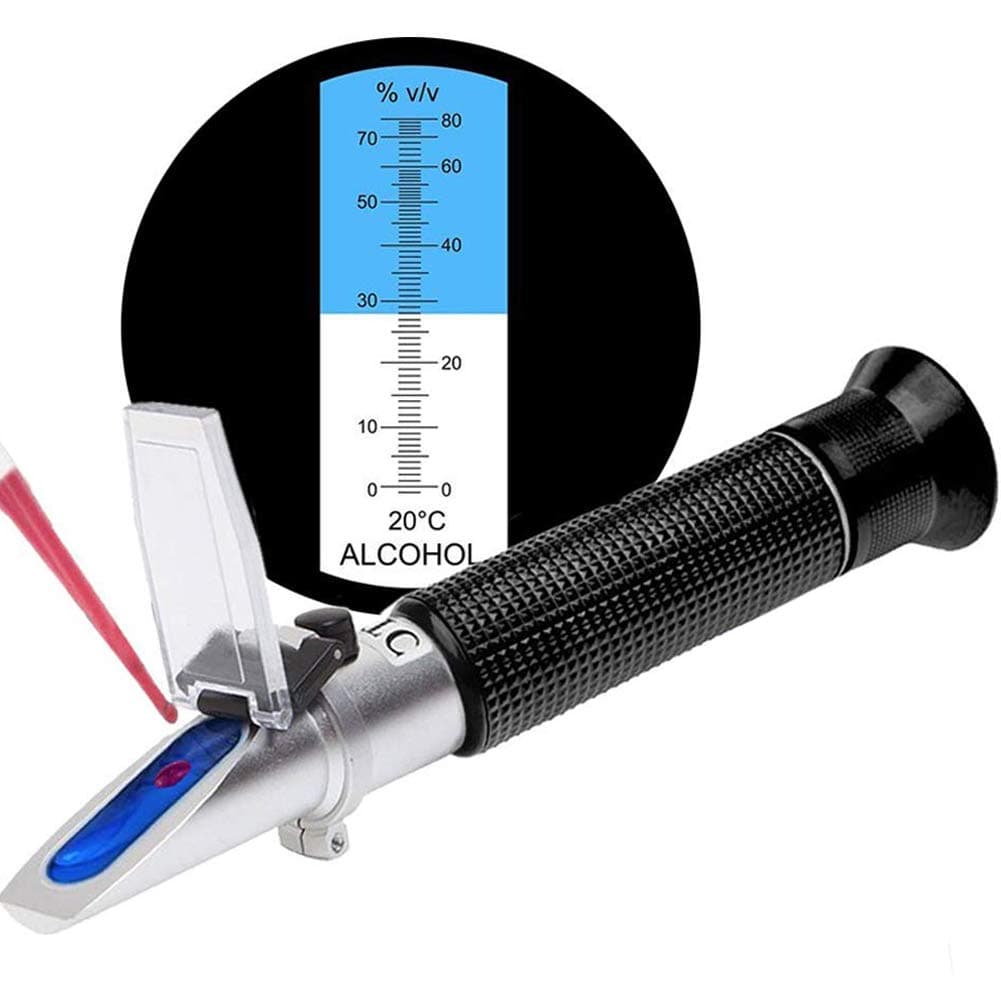 Alcohol Refractometer for Spirit Alcohol Volume Percent Measurement with Automatic Temperature Compensation (ATC), Range 0-80% v/v.Alcohol Refractometer for Spirit Alcohol Volume Percent