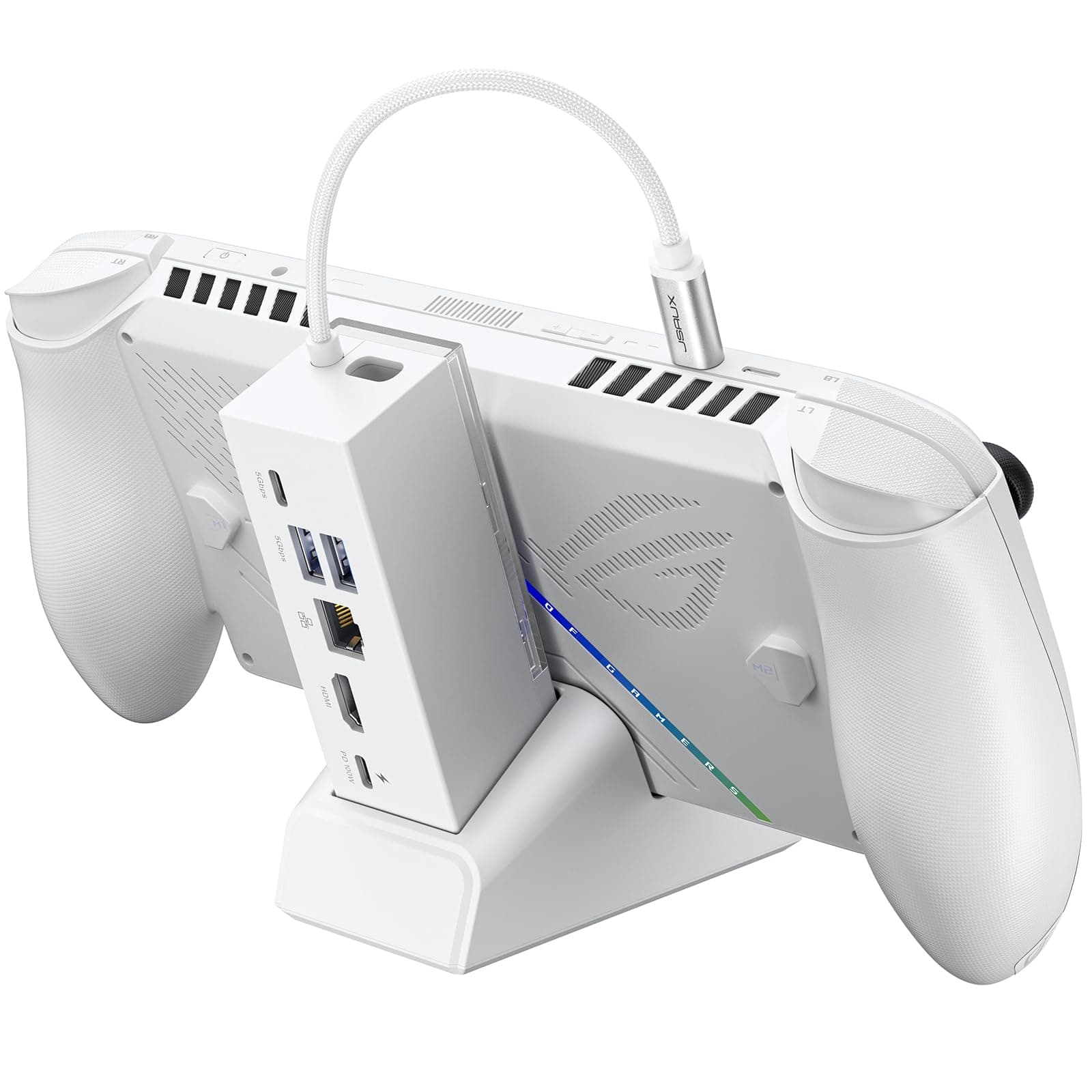 JSAUX Docking Station for ROG Xbox Ally X (2025)/ROG Ally X/ROG Ally/Steam Deck/Legion Go, 6-in-1 Dock with HDMI 4K@120Hz, Gigabit Ethernet, USB A & USB C 3.2 Gen 1, 100W Charging - HB0609 White