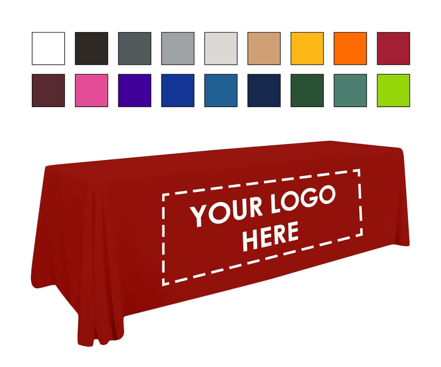 BuildASign Personalized Add Your Own Logo Custom Tablecloth 6' Red Table Cover - Table Throw