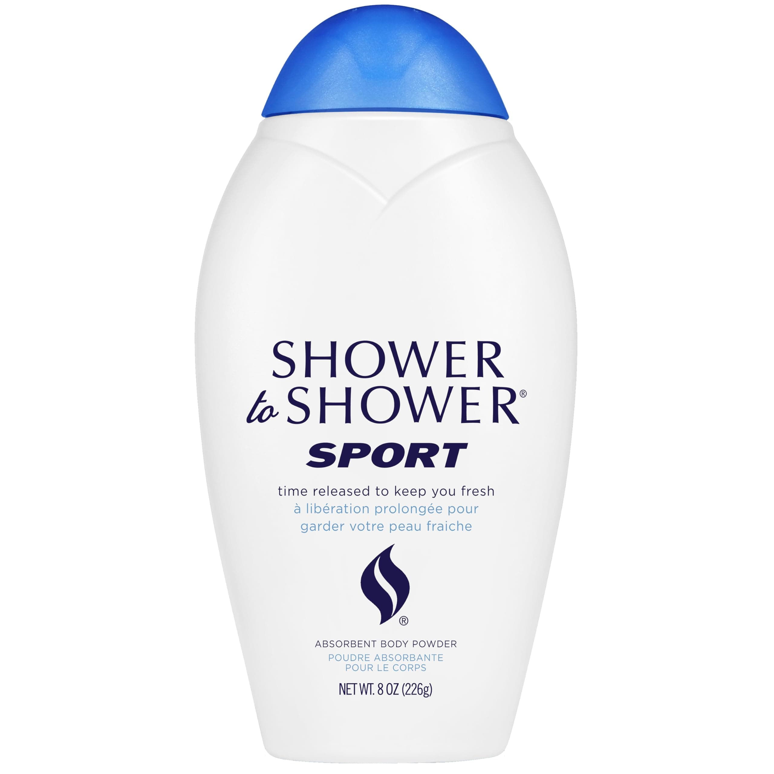 Shower to Shower Sport Body Powder for Men & Women, Talc Free, Sweat Absorbing, Prevents Chafing & Odor,Deodorizing All Over Body Powder for Long Lasting Freshness, 8 Ounces