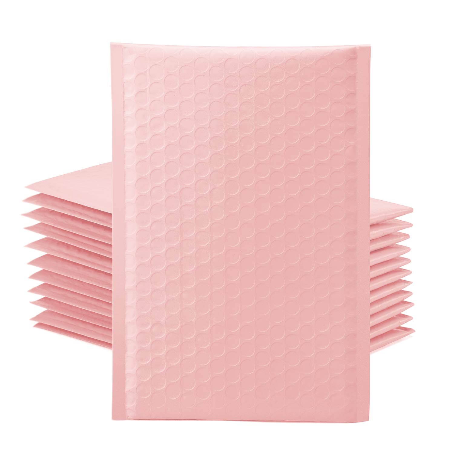 Switory 50Pcs Poly Bubble Mailers, 10.2x17.7cm Padded Envelopes Bubble Lined Wrap Polymailer Bags for Shipping Packaging Mailing Self Seal, Pale Pink (Outside Size: 10.2x22.3cm)