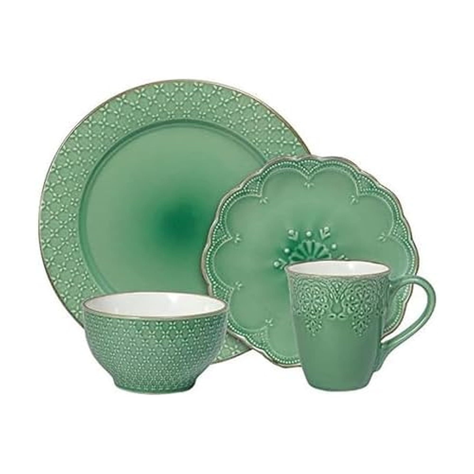 Pfaltzgraff French Lace Dinnerware Set, 16 Piece, Green
