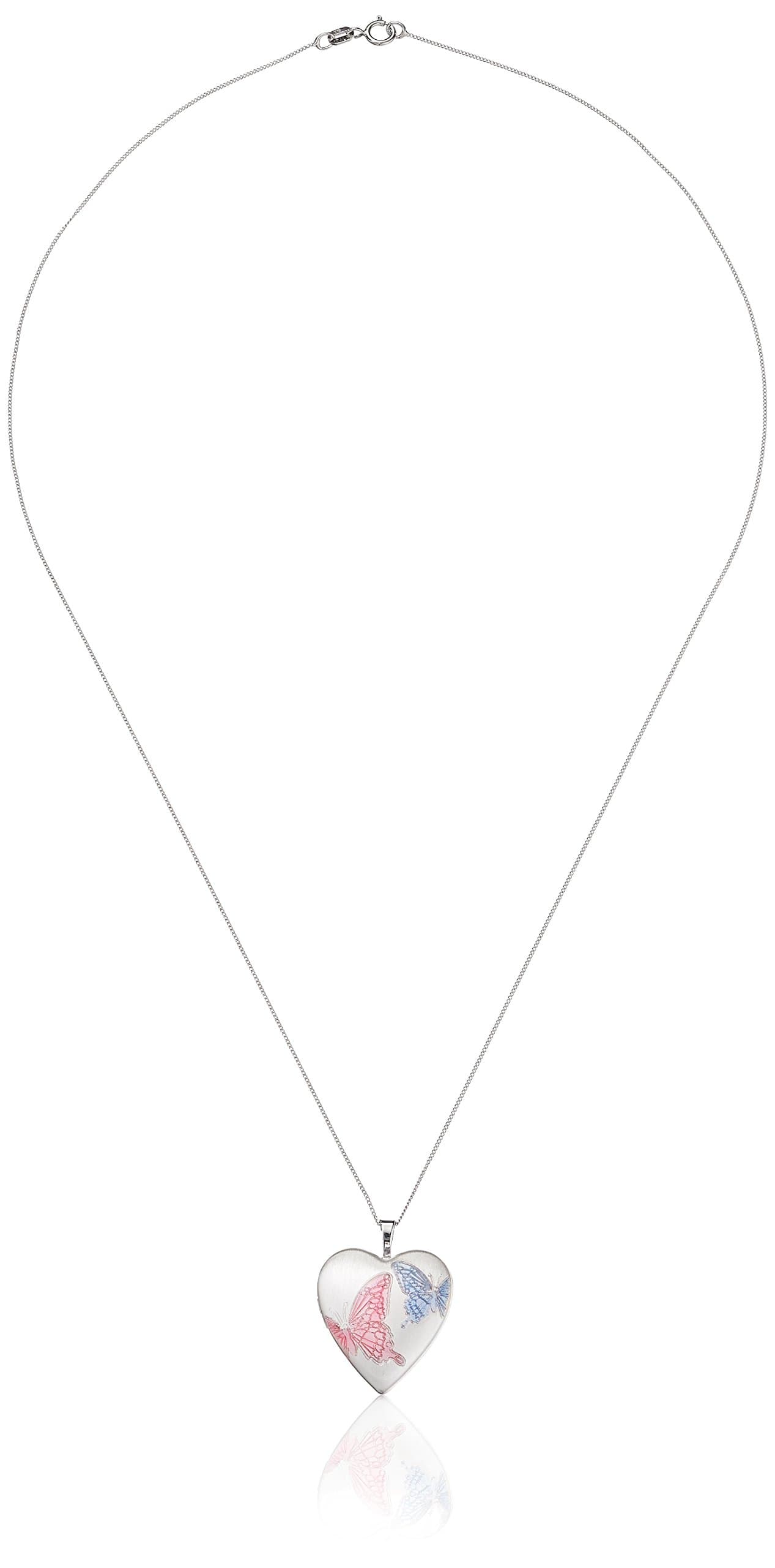 Momento Lockets Sterling Silver Heart Shaped Butterfly Locket Necklace