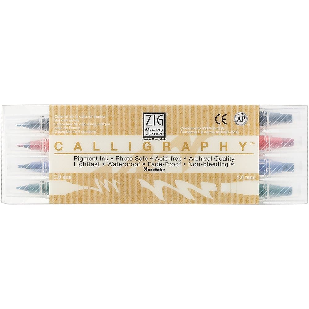 Zig Calligraphy Dual-Tip Markers 4/Pkg