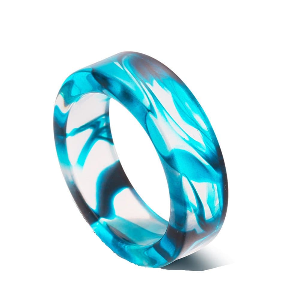 AUMRET Pattern Blood Drops Female Ring Romance Vampire Blood Resin Ring(Blue) (9)