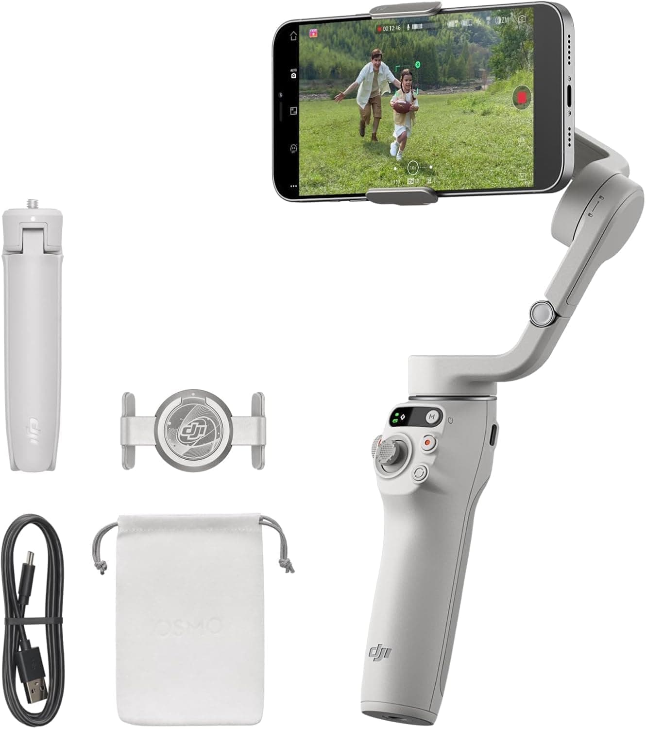 DJI OSMO Mobile 6 Smartphone Gimbal Stabilizer, 3-Axis Phone Gimbal, Built-In Extension Rod, Android and iPhone Gimbal, Vlogging Stabilizer, Platinum Gray, UAE Version with Official Warranty Support