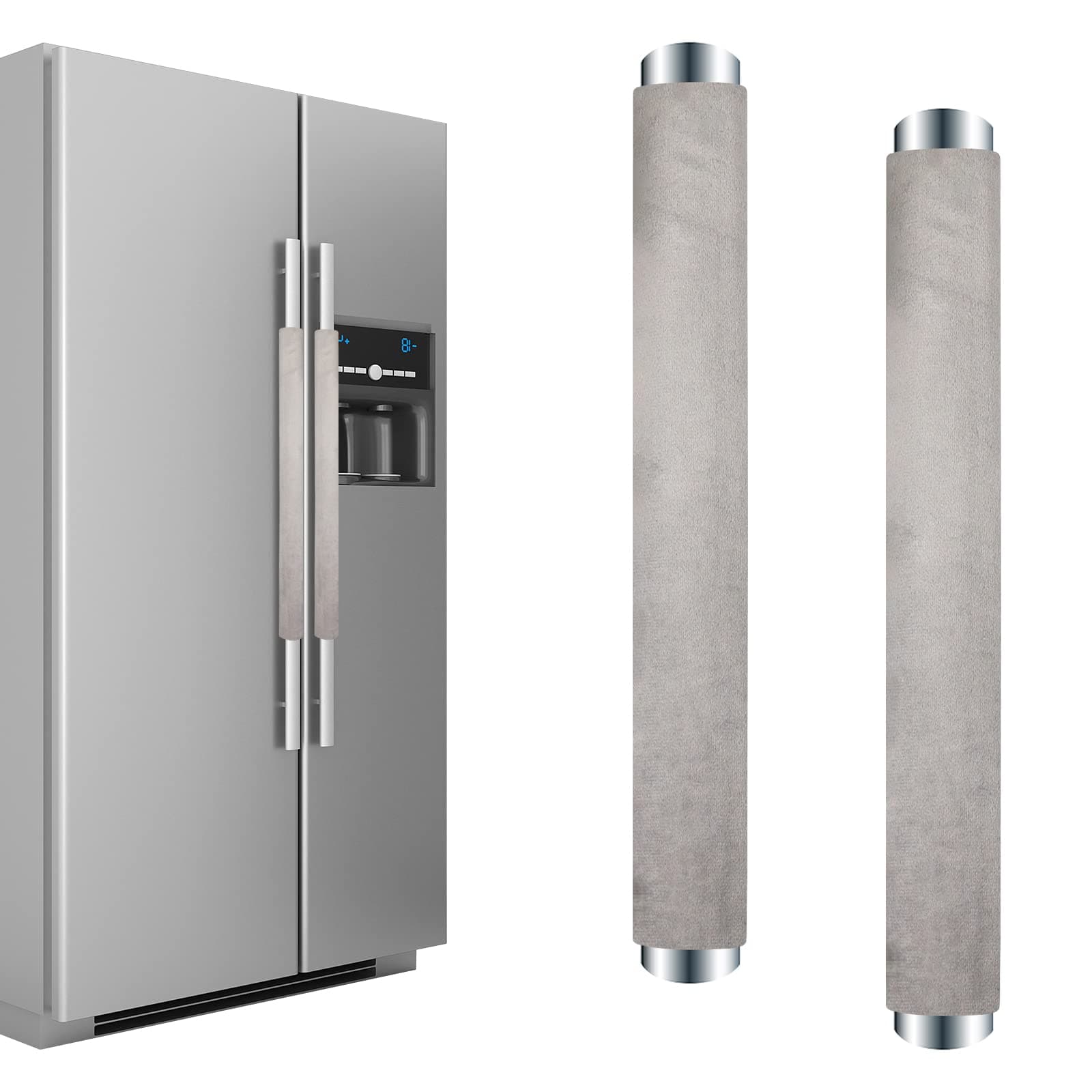 Refrigerator Door Handle Covers Washable Cloth Kitchen Decor Keep Appliance Clean Anti-Static Stains for Fridge Dishwashers Velvet (2Pcs Grey)