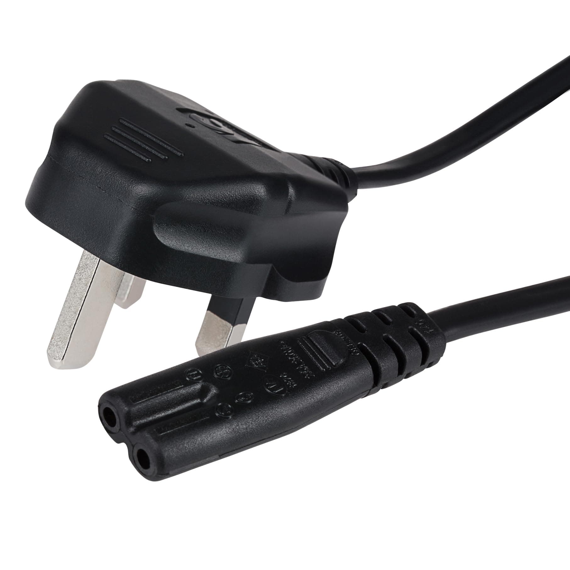 Maplin Power Lead IEC C7 Fig 8 2 Pin Plug to UK 3 Pin Mains Plug 3 Amp Fuse, 2m Cable