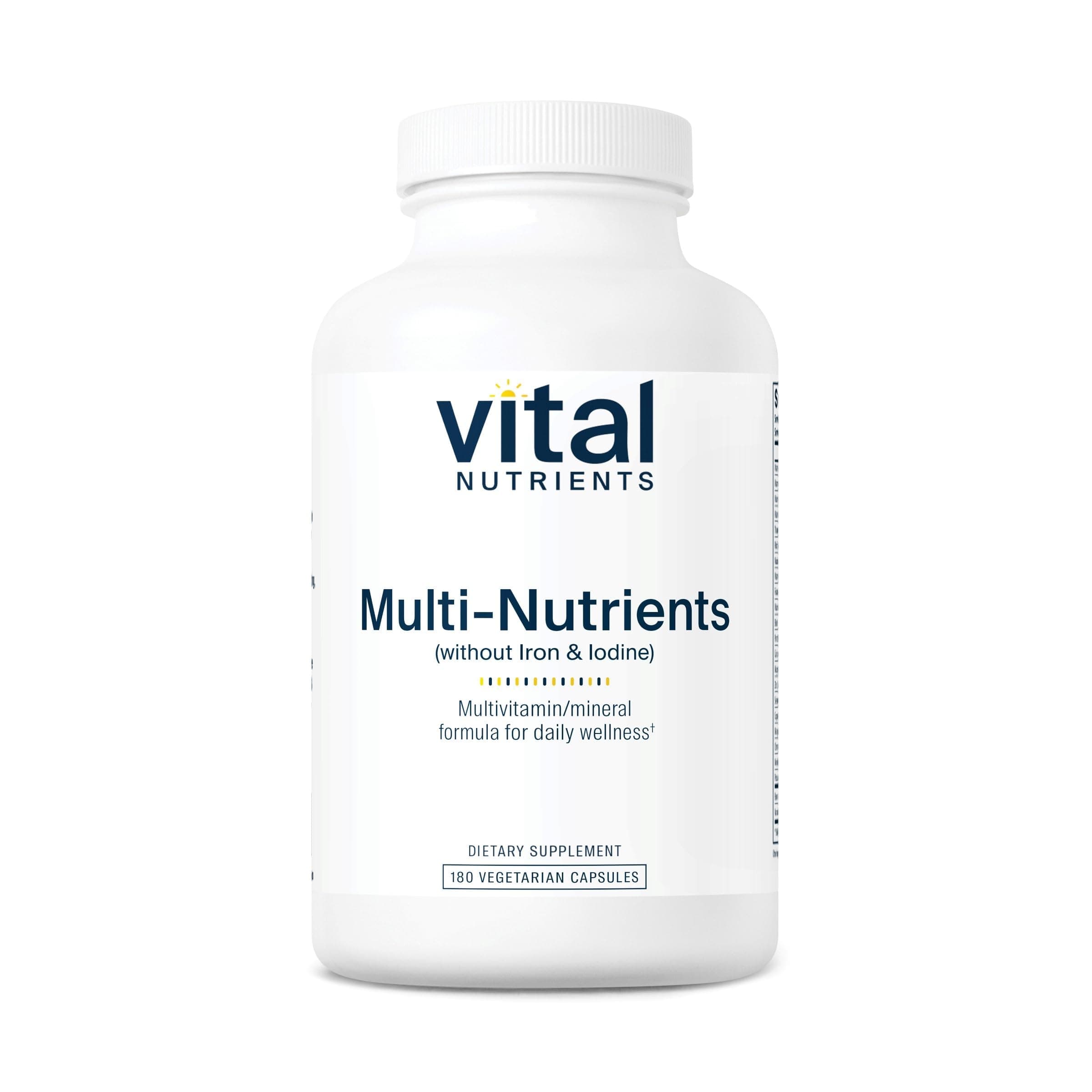 Vital Nutrients Multi-Nutrients (No Iron or Iodine) - Comprehensive Vegetarian Daily Multivitamin and Mineral Formula with Potent Antioxidants* - Gluten, Dairy, Soy Free - Non-GMO - 180 Capsules