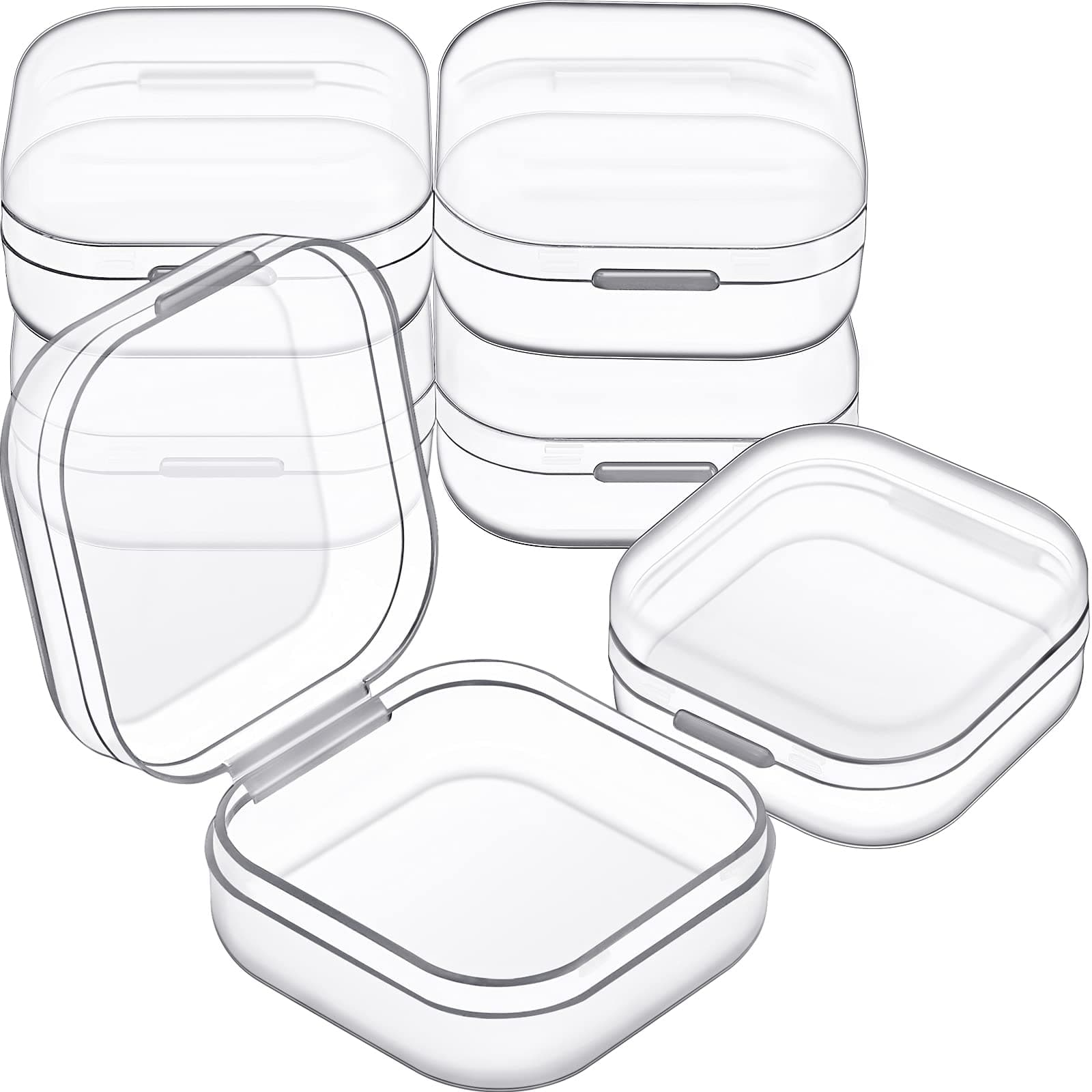 6 Pieces Mini Plastic Clear Beads Storage Containers Box for Collecting Small Items, Beads, Jewelry, Business Cards, Game Pieces, Crafts (1.37 x 1.37 x 0.7 Inch)