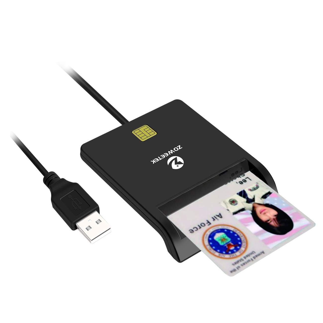 Zoweetek® DOD Military USB Common Access CAC Smart Card Reader For SIM /ATM/IC/ID Card Single Smart Card Reader
