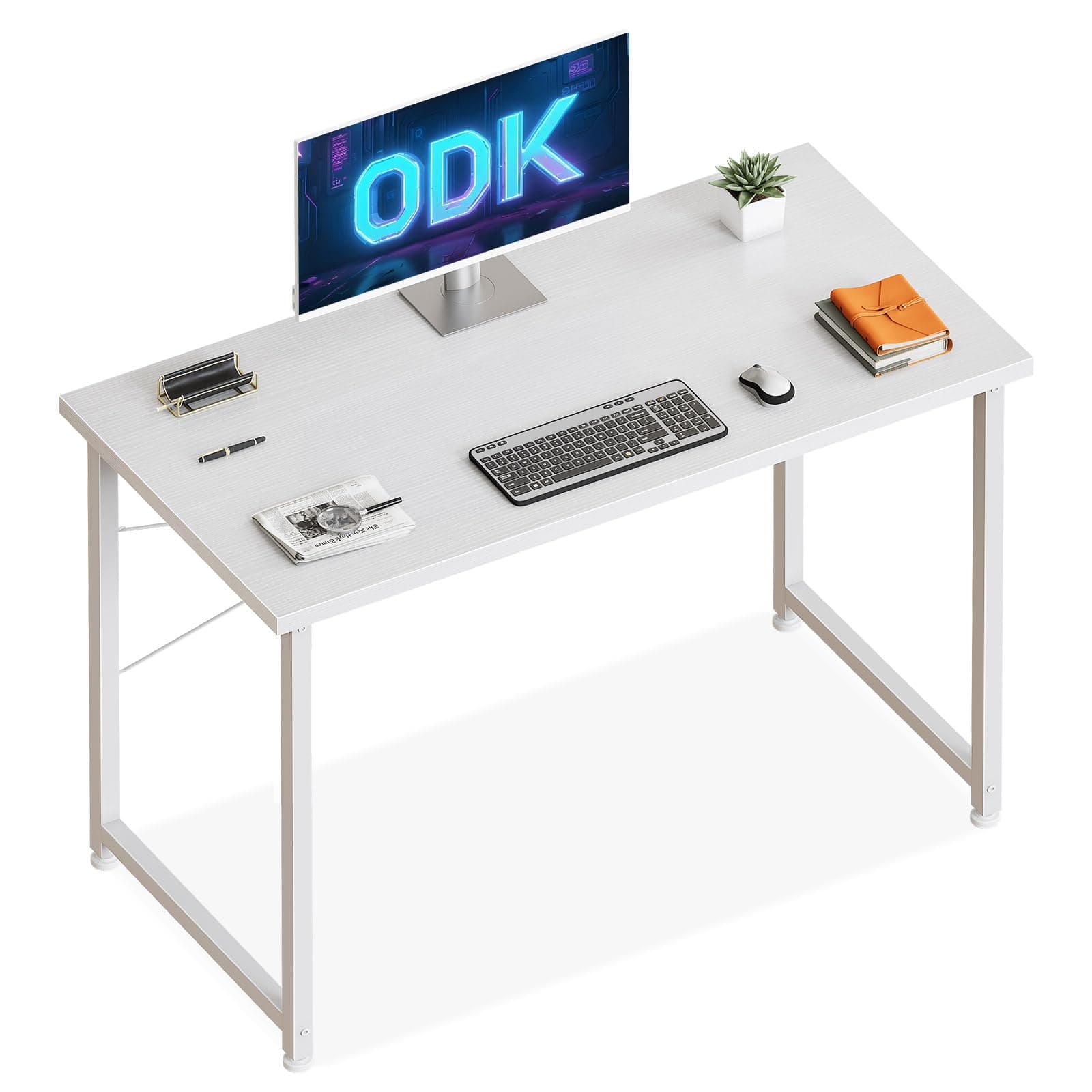 ODK 100×48 cm Desk, Small Computer Desk for Home Office, Study Office Table for Small Space, Easy Assembly, White