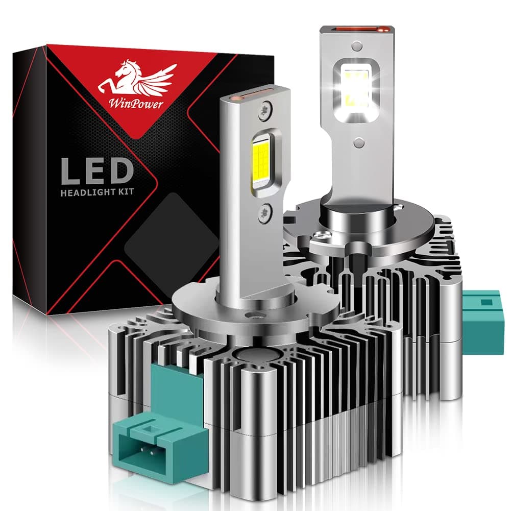 WinPower D3S D3R LED Headlight Bulb, 35W 6000K Cool White High Low Beam Conversion Kit Xenon HID Replacement Light, 2PCS