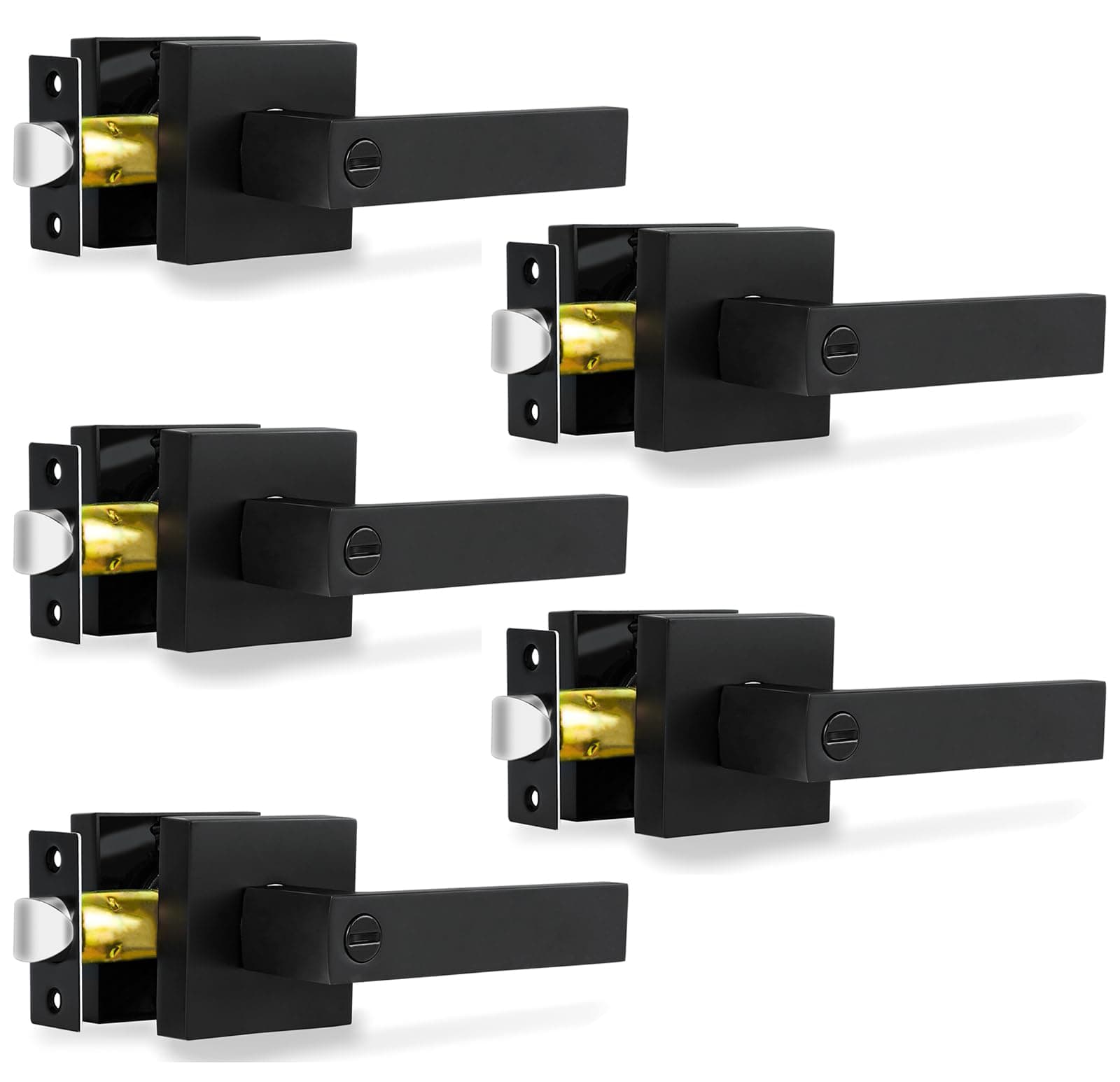 - RAZCC Privacy Door Levers, 5 Pack Matte Black Door Handles, Bed and Bath Door Locksets Heavy Duty Keyless Interior Handles, Reversible for Left Right Handed Doors