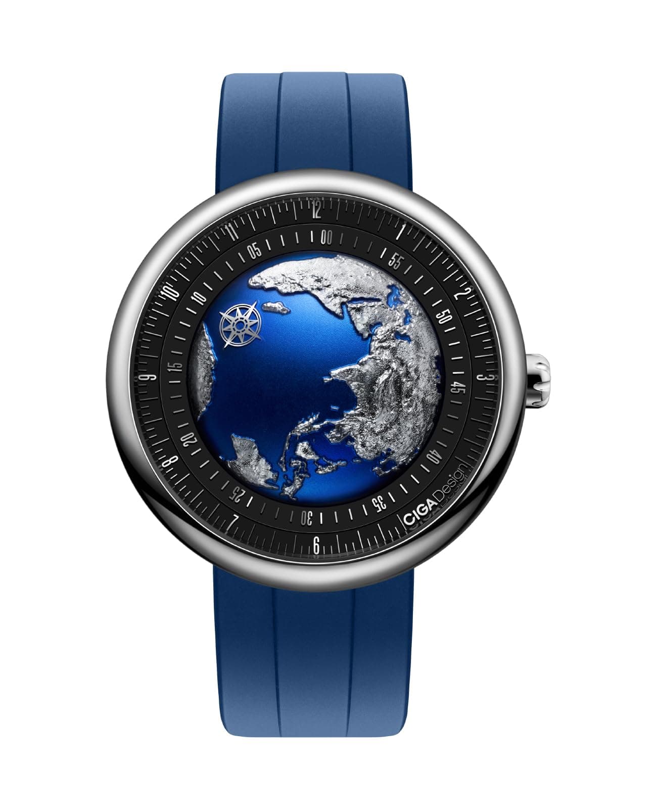 – U Series Blue Planet Luxury Skeleton Automatic Mechanical Watch, Titanium/Ceramic Case, Fluororubber Strap, Gift for Men and Women