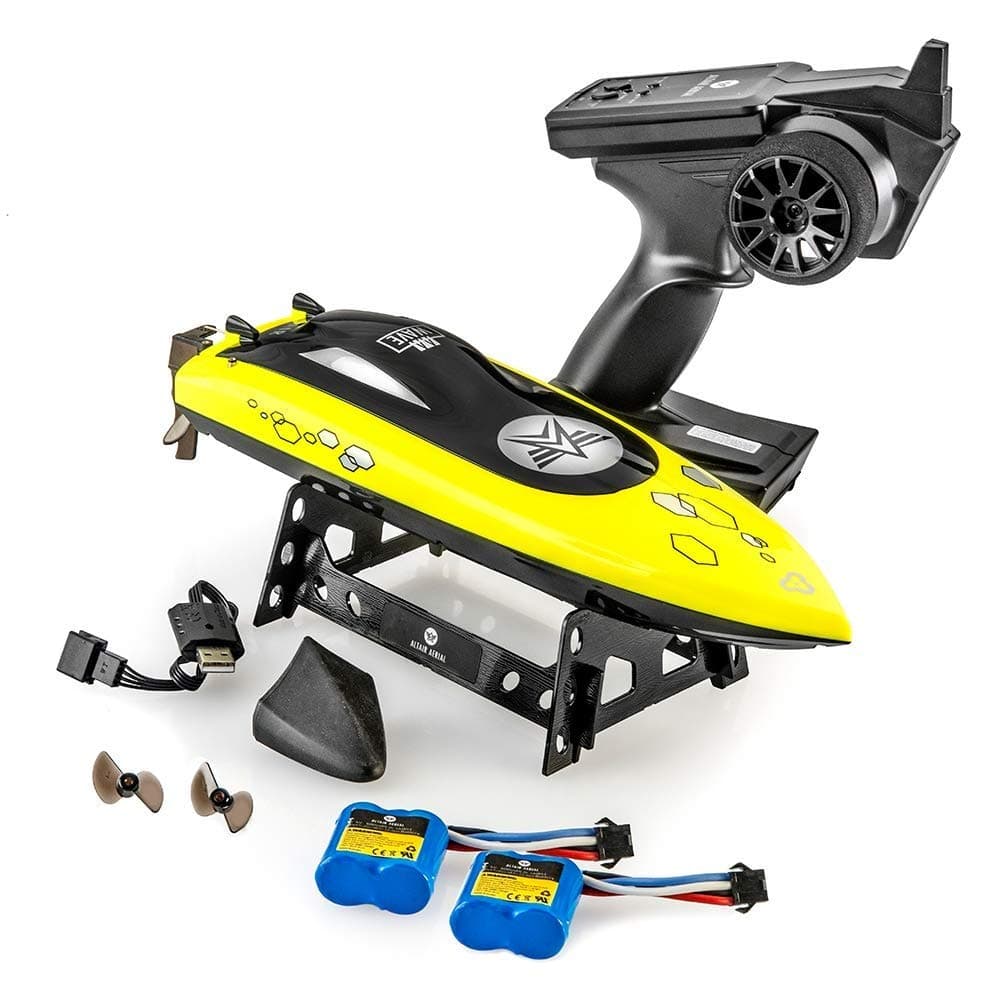 Altair AA Wave RC Remote Control Boat for Pools & Lakes, Beginner Safe CSP Child Safe Propeller System for Kids, Self Righting, Water Cooled, 2 Batteries, 24 km/h Speed, 2.4gHz, (Lincoln, NE Company)