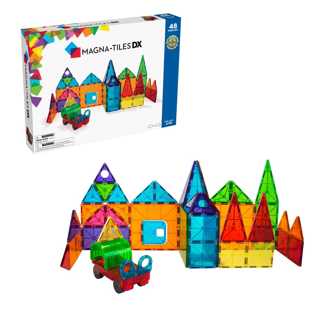 Magna-Tiles 48-Piece Solid Colors Deluxe Set, The Original, Award-Winning Magnetic Building Tiles for Kids, Creativity and Educational Building Toys for Children, STEM Approved