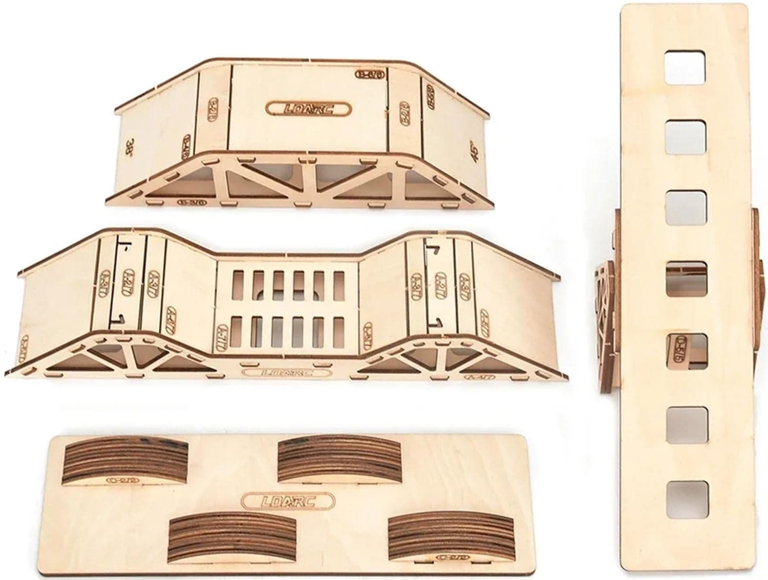 LDARC Climbing Kit Obstacle Course 4-Piece Set for X43 Crawler/M58 Buggy, Canopy, Teeter Totter, Ramps, Rolling Roads