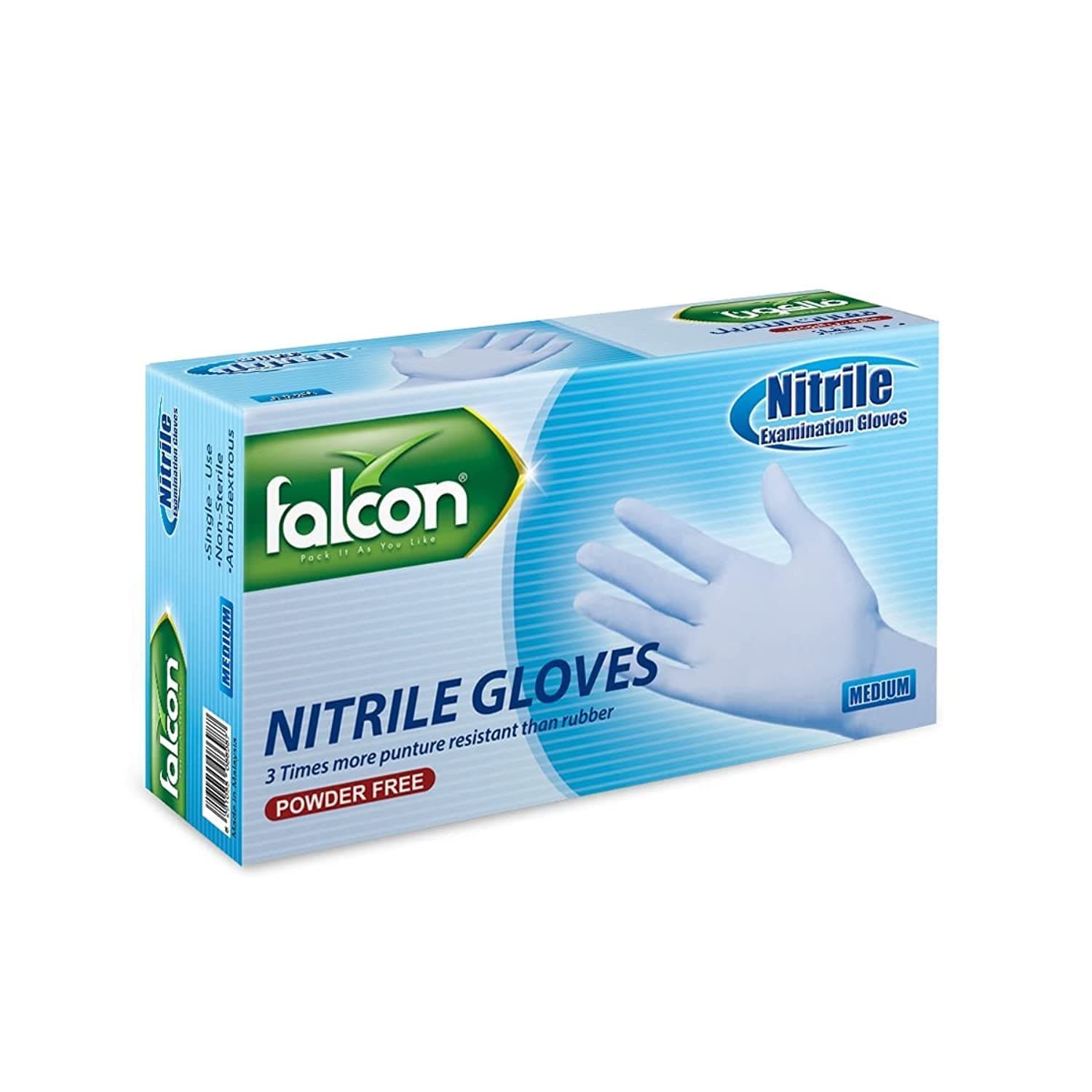 Falcon Nitrile Gloves - Blue Powder Free (Medium) - 100 Pieces