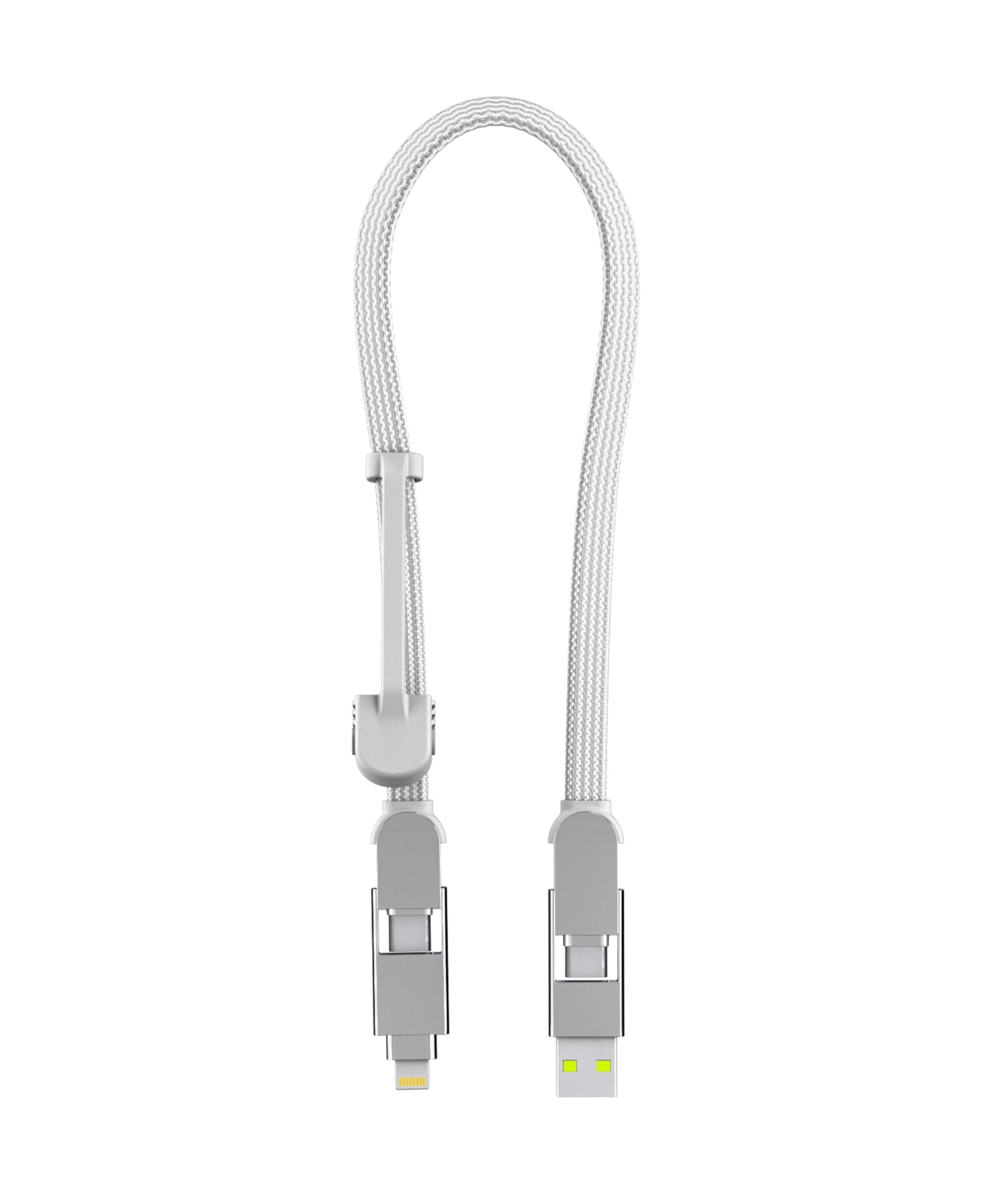 inCharge XL 30cm - USB C Charger Cable, Lightning for Smartphone, Universal 6 in 1, USB Plug, Glacier White, 100W