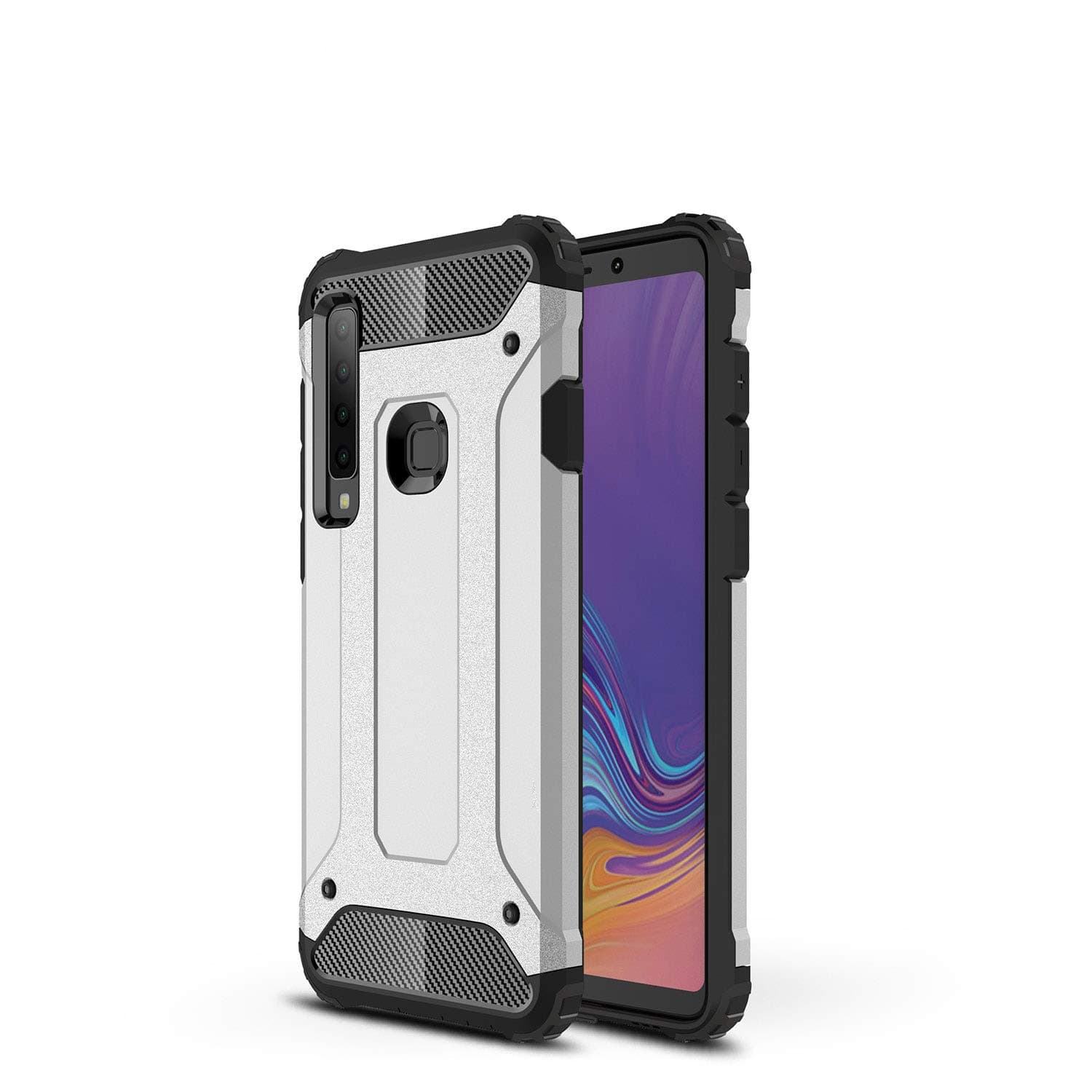 Samsung Galaxy A9 2018 Case, Galaxy A9 2018 Case,LuckyMi TPU & Hard PC Hybrid Cover Dual Layer Armor Grip Anti-Scratch Protective Case for Galaxy A9 2018 Smartphone (Silver)