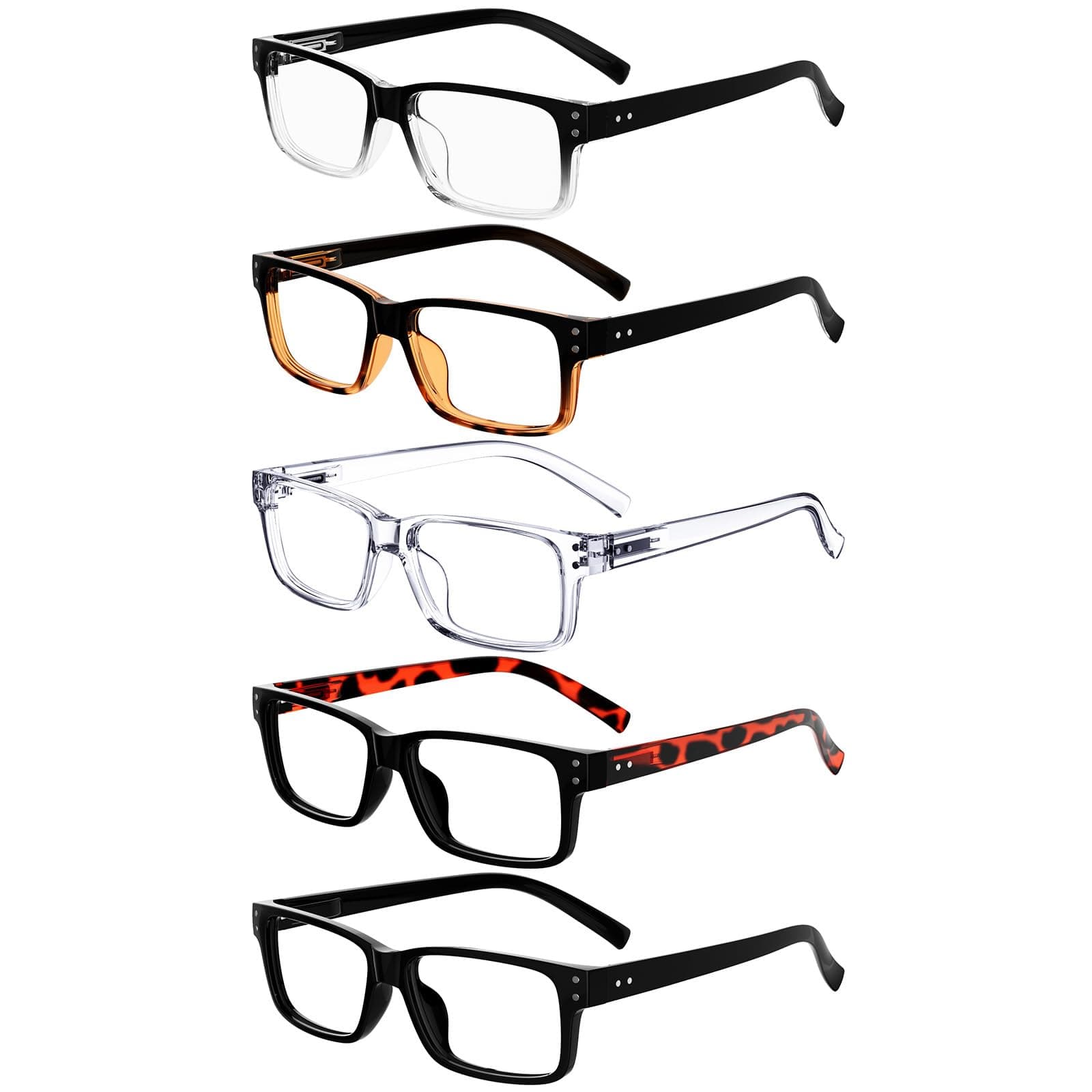 Eyekepper Vintage Reading Glasses for Men - 5 Pack Spring Hinges Classic Readers