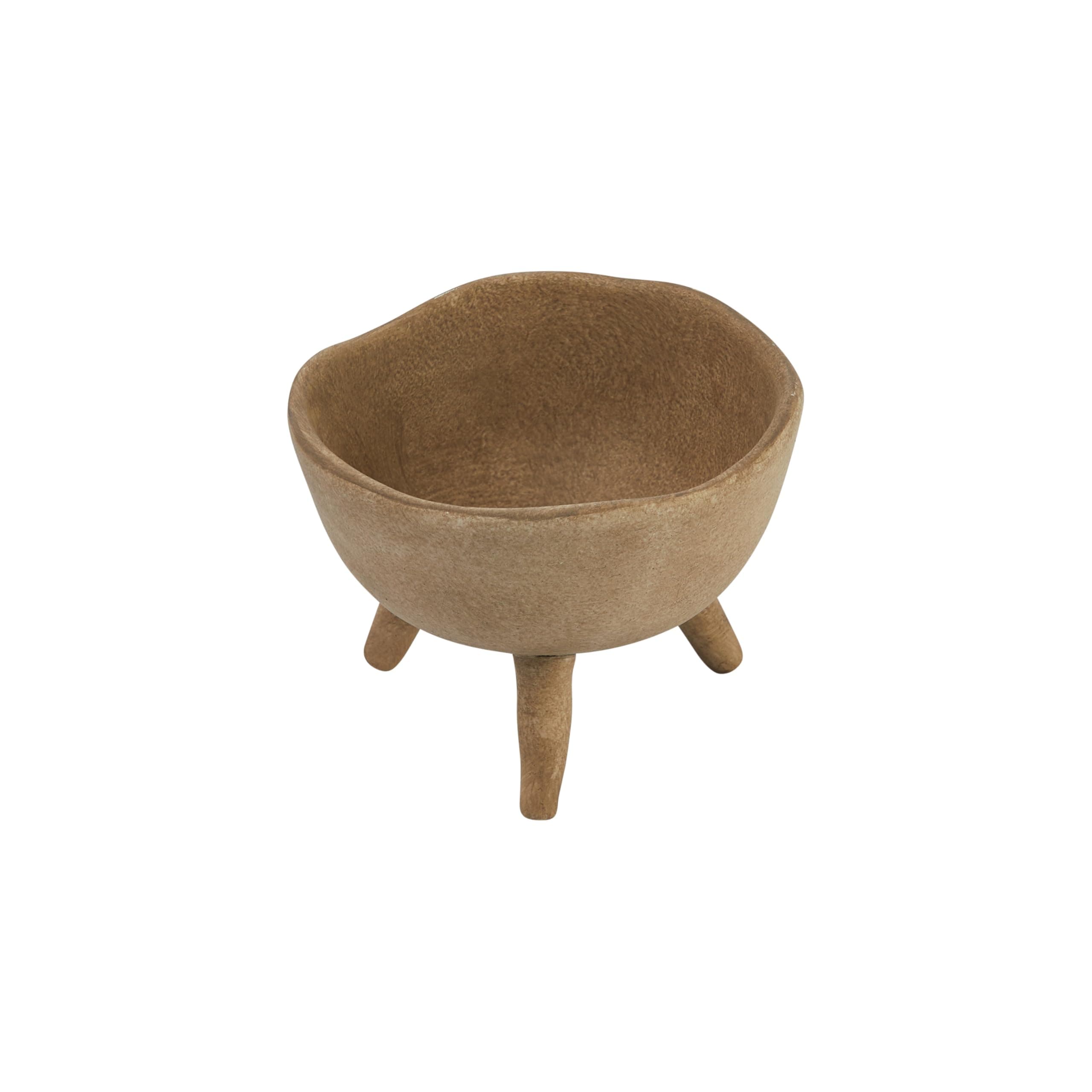 Boho Terracotta Footed Planter with Organic Edge, Matte Taupe