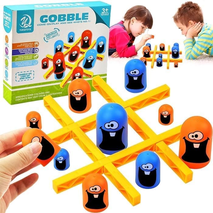 BIRDLINE Tic Tac Toe Gobble Board Game | Learning Toys for 2+ Year Old | Brain Games for Kids 5 Years | Strategy Board Game | Adults and Kids Brain Development