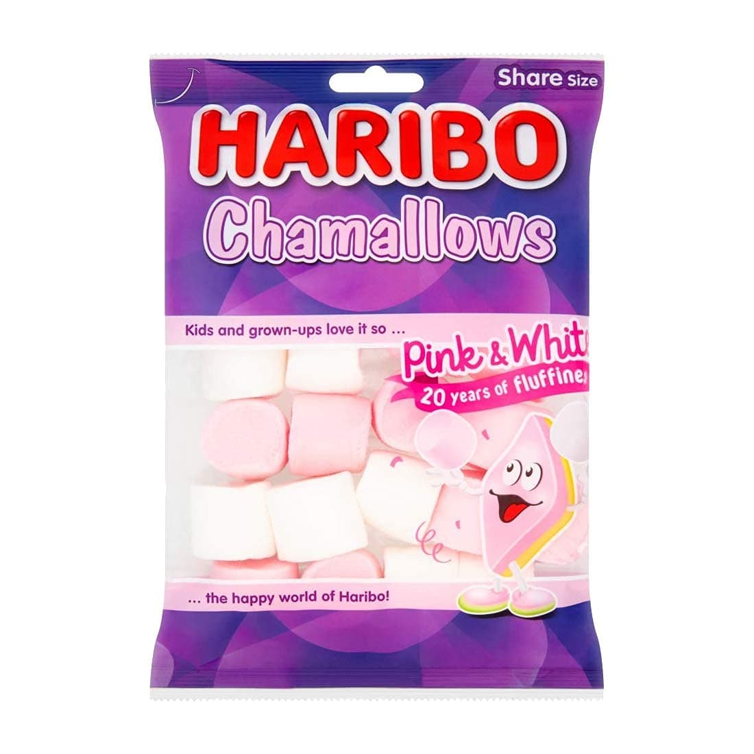 Haribo Pink and White Marshmallows 1.7kg Chamallows Bulk Sweets, 140g pack of 12