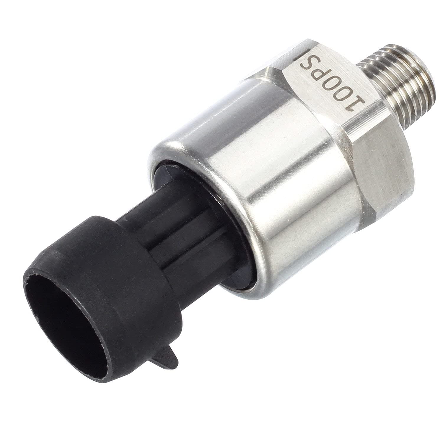 100psi Pressure Transducer Sensor, 0-100 Psi Pressure Sender 1/8" -27 NPT Oil Pressure Transmitter 316 Stainless Steel with Connector Harness Kit For Oil Fuel Air Water Pressure