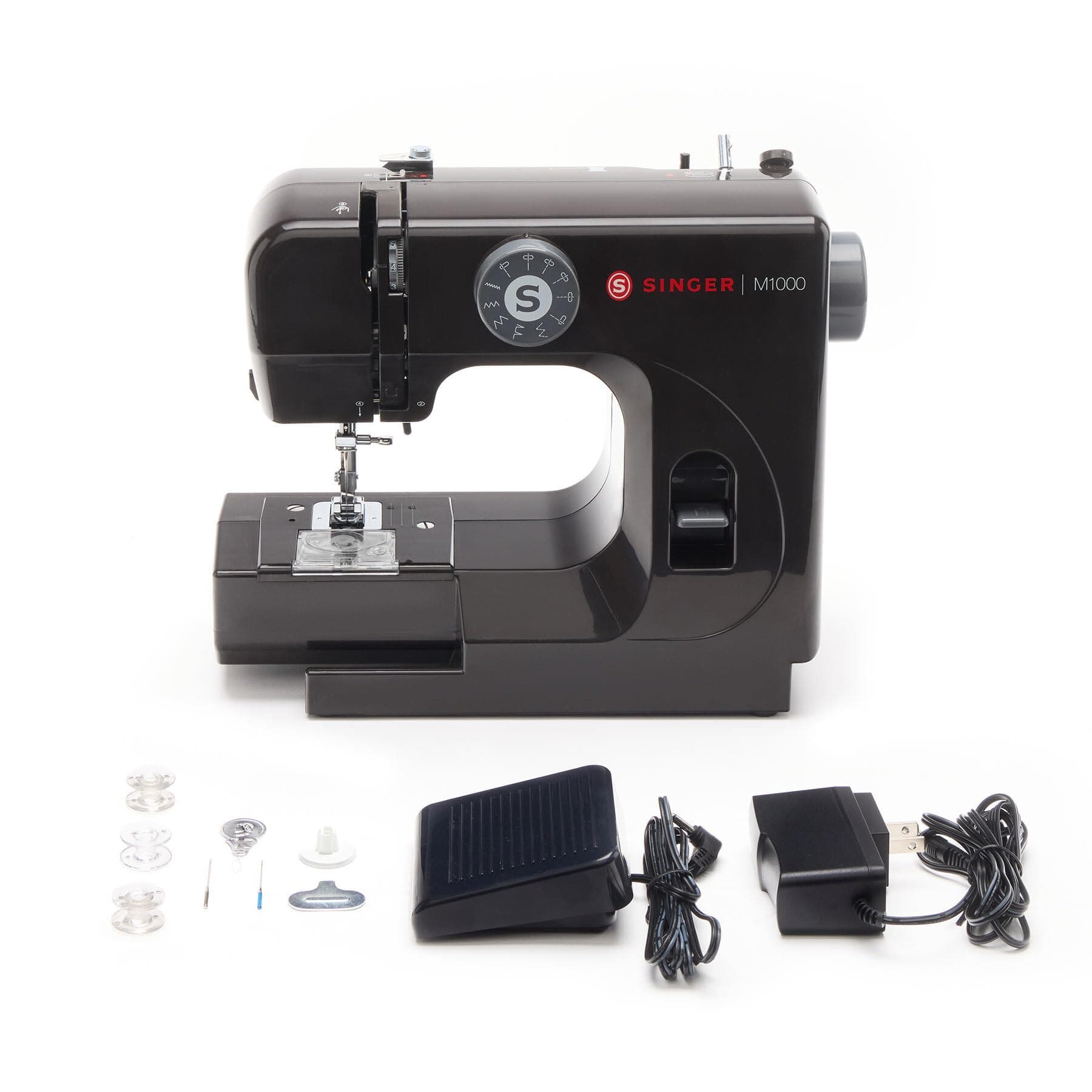 M1000 Mending Machine (Black) with Accessories | 4 Built in Stitches deliver 32 Stitch Applications | Compact, Lightweight, Portable | Great for Light to Medium Weight Fabrics & Repairs