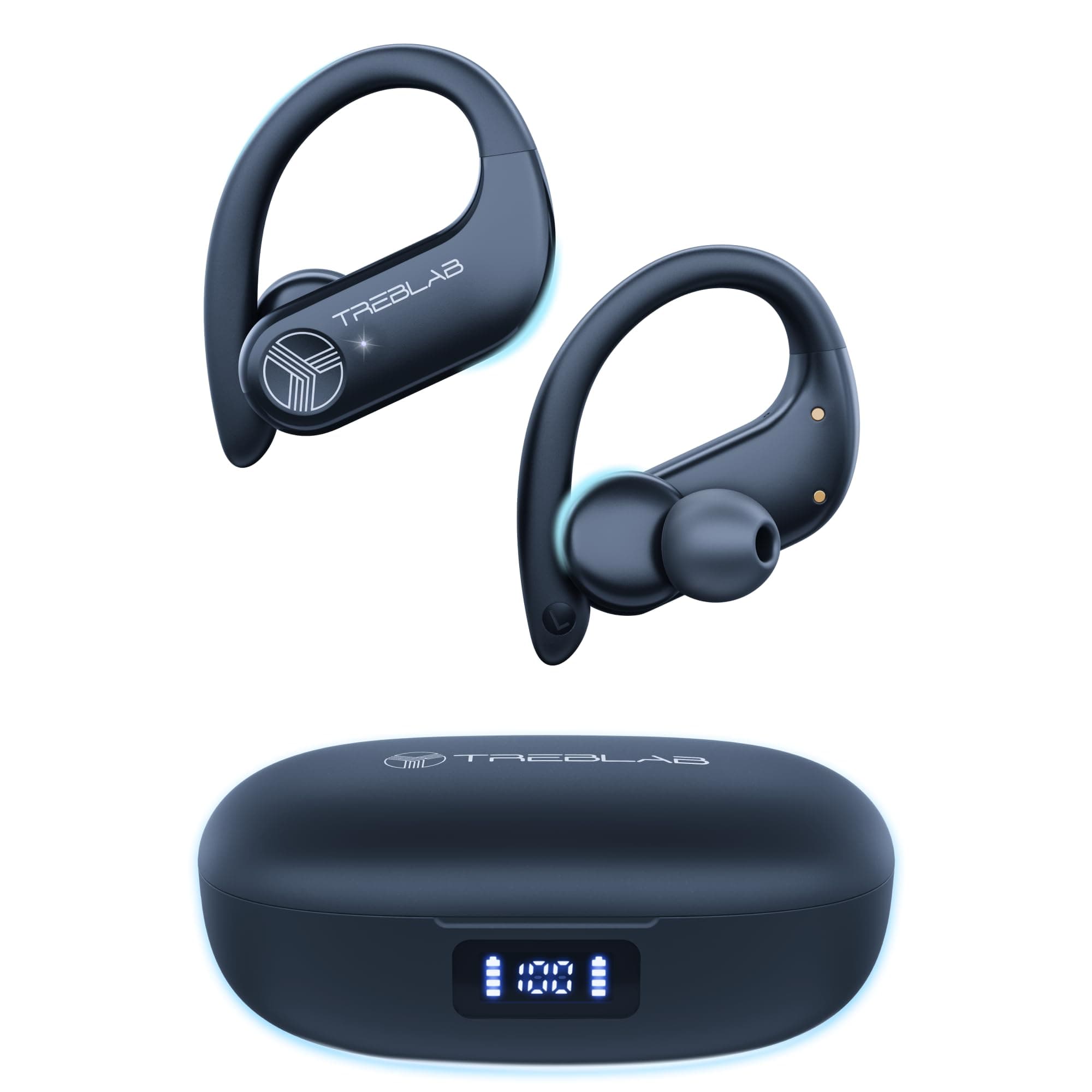 X3-Pro-Wireless Earbuds With Earhooks - 45H Playtime, Aptx, IPX7 Waterproof Earphones For Running & Workout-Sport Bluetooth In Ear Headphones With Charging Case-Built-In Microphone - Black