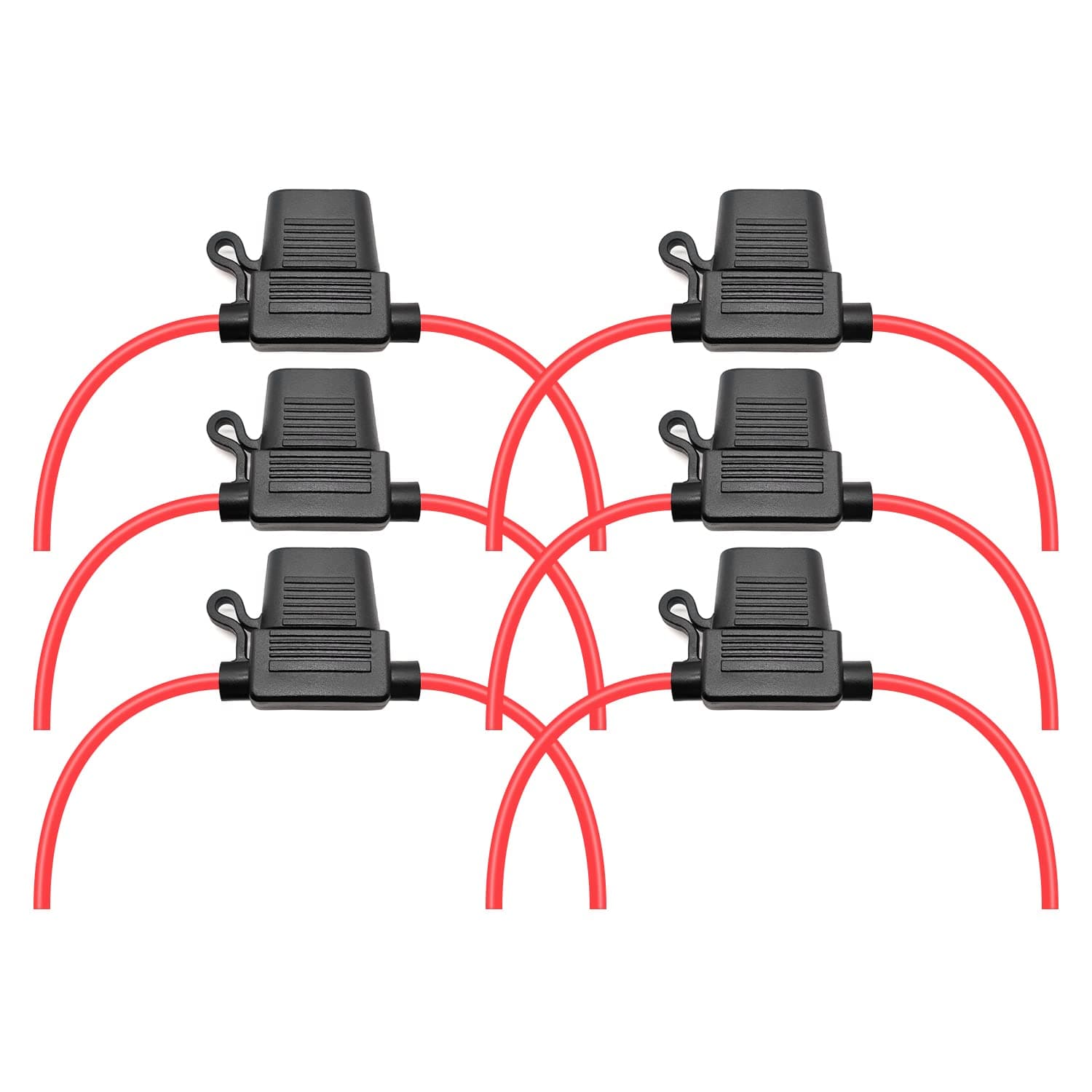 VANTRONIK Waterproof Inline Fuse Holder 6 Pack for Standard Fuse, UL1015 14 Gauge AWG Wire 12 Inches, Fit for ATO ATC Medium Blade Fuse