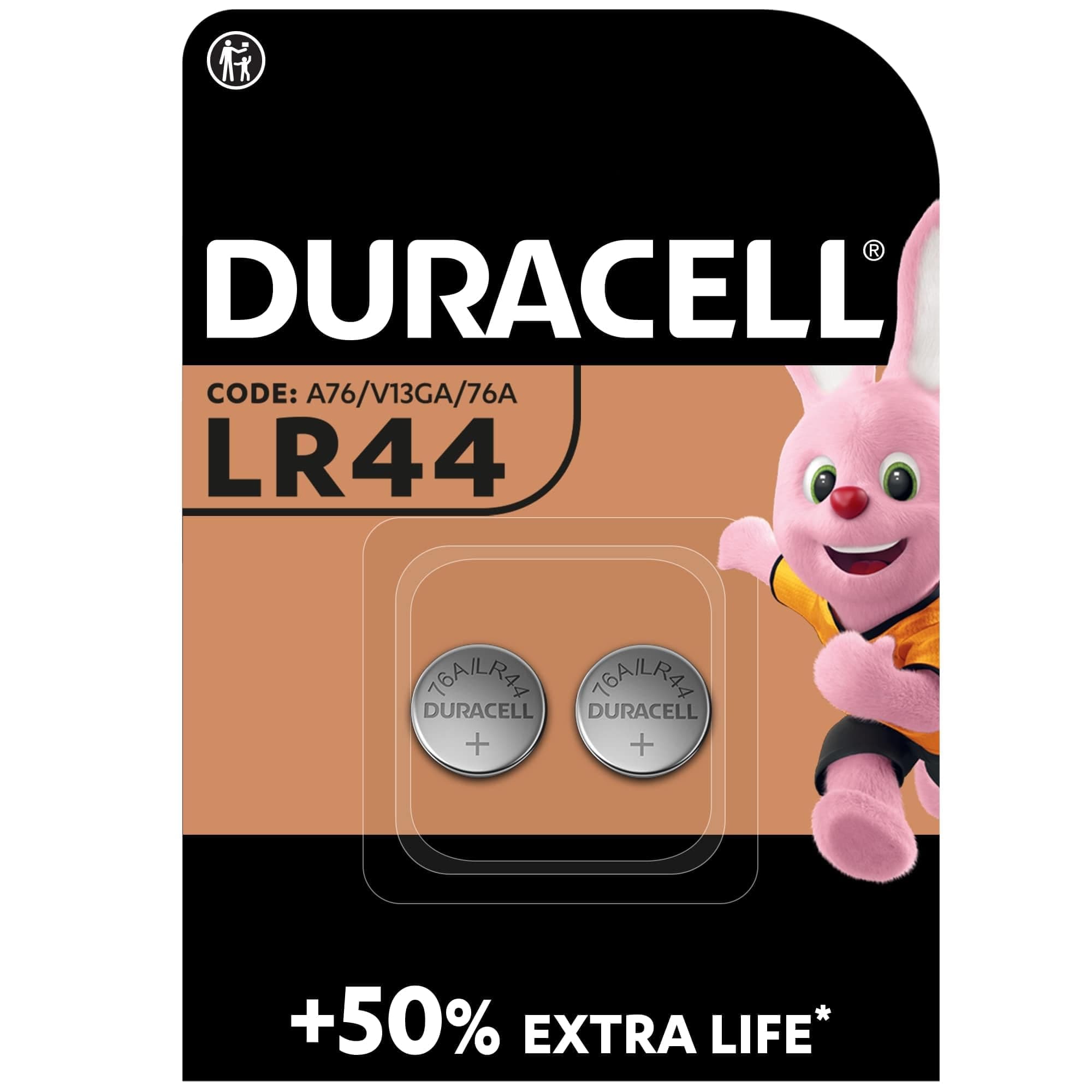 Duracell Specialty Lr44 Alkaline Button Battery 1,5V, Pack of 1 with 2 pieces battery (76A / A76 / V13Ga) Designed For Use In Toys, Calculators And Measurement Devices