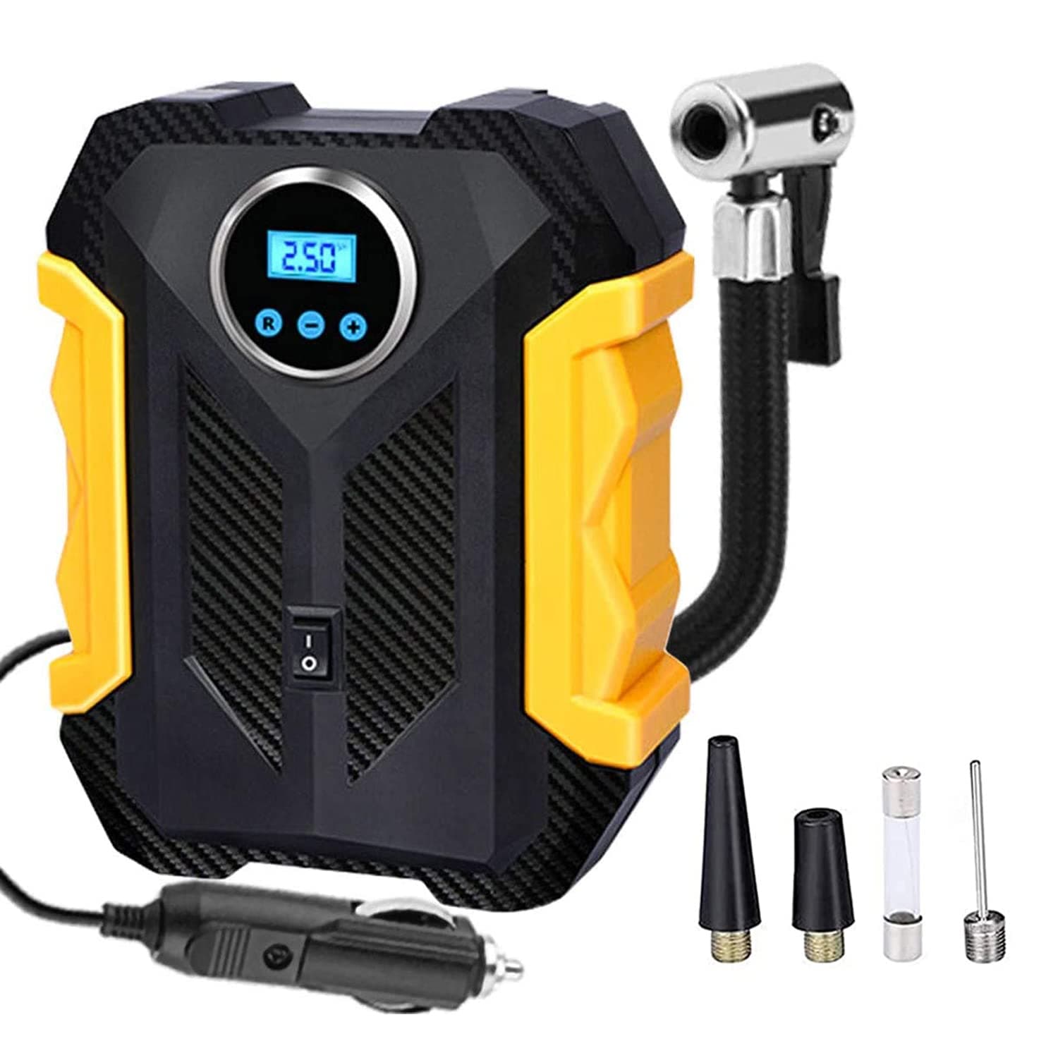 Digital Air Compressor for Car Auto Pump Portable Tire Inflator with LED Light, Auto Shut Off DC 12V Electric Car Pumps for Tyres Bicycles Other Inflatables