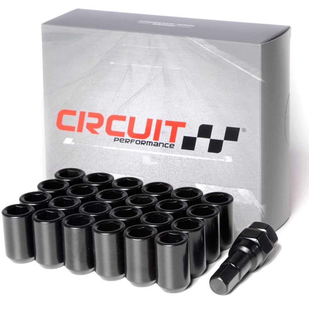 Circuit Performance Tuner Key Acorn Lug Nuts Black 12x1.5 Forged Steel (24pc + Tool)