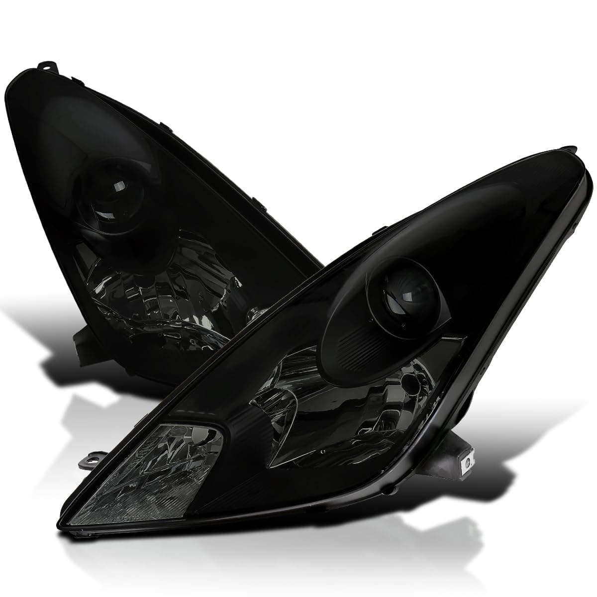 Black Smoke Projector Headlights Compatible with 2000-2005 Toyota Celica, Left + Right Pair Headlamps Assembly