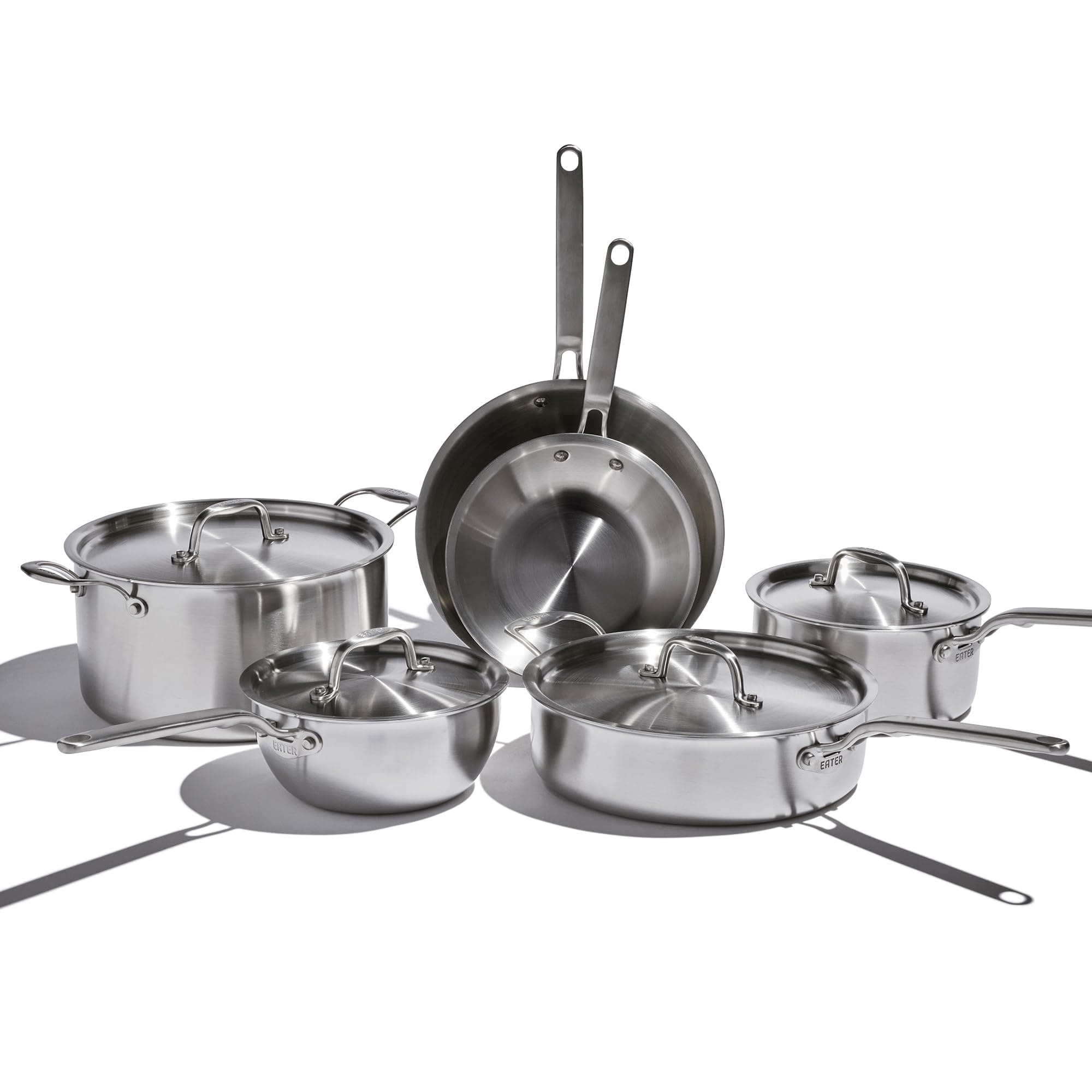 Eater Series 10 Piece Cookware Set | Made in USA | 5 Ply Fully Clad Stainless Steel Cookware Set | Stay Cool Handle | Induction Ready & Non-Toxic