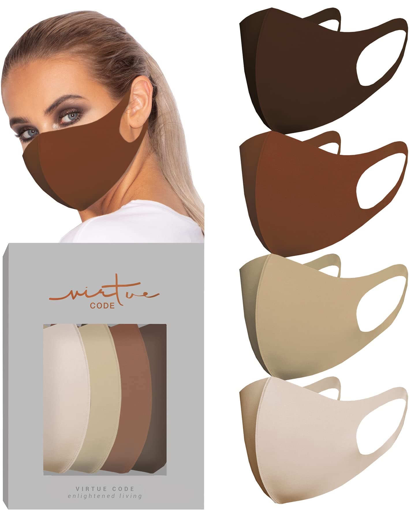 Second Skin Cloth Face Mask Pack. 4 Buttery Soft Masks Washable Fabric