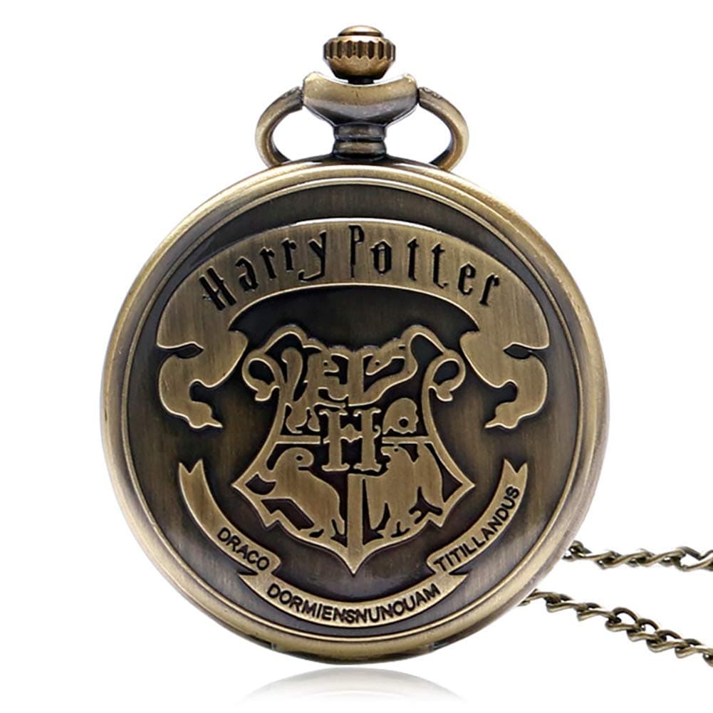 Classic HP Hogwarts Pattern Quartz Pocket Watch for Men Boy Girl Kids Xmas Gift