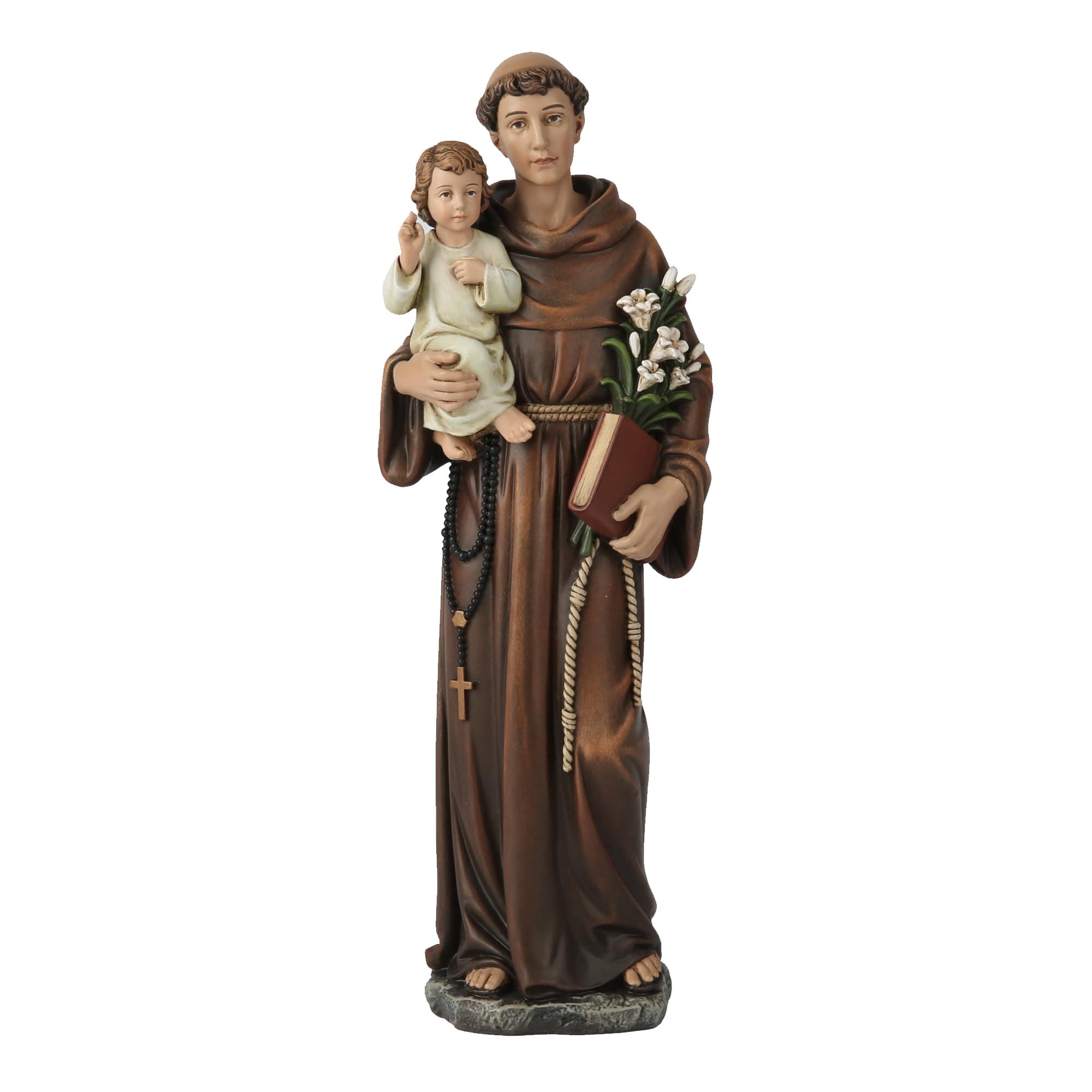 BC Catholic St. Anthony with Infant Jesus Statue, Blessed Figure, Religious Gift for Father‘s Day, Inspirational Home décor, 10" H, Renaissance Sculpture Handmade by Buildclassic
