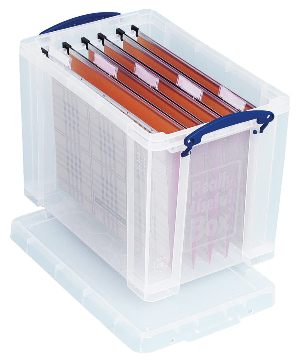 Really Useful Storage Box 24 Litre Clear + 10 x Suspensions Files