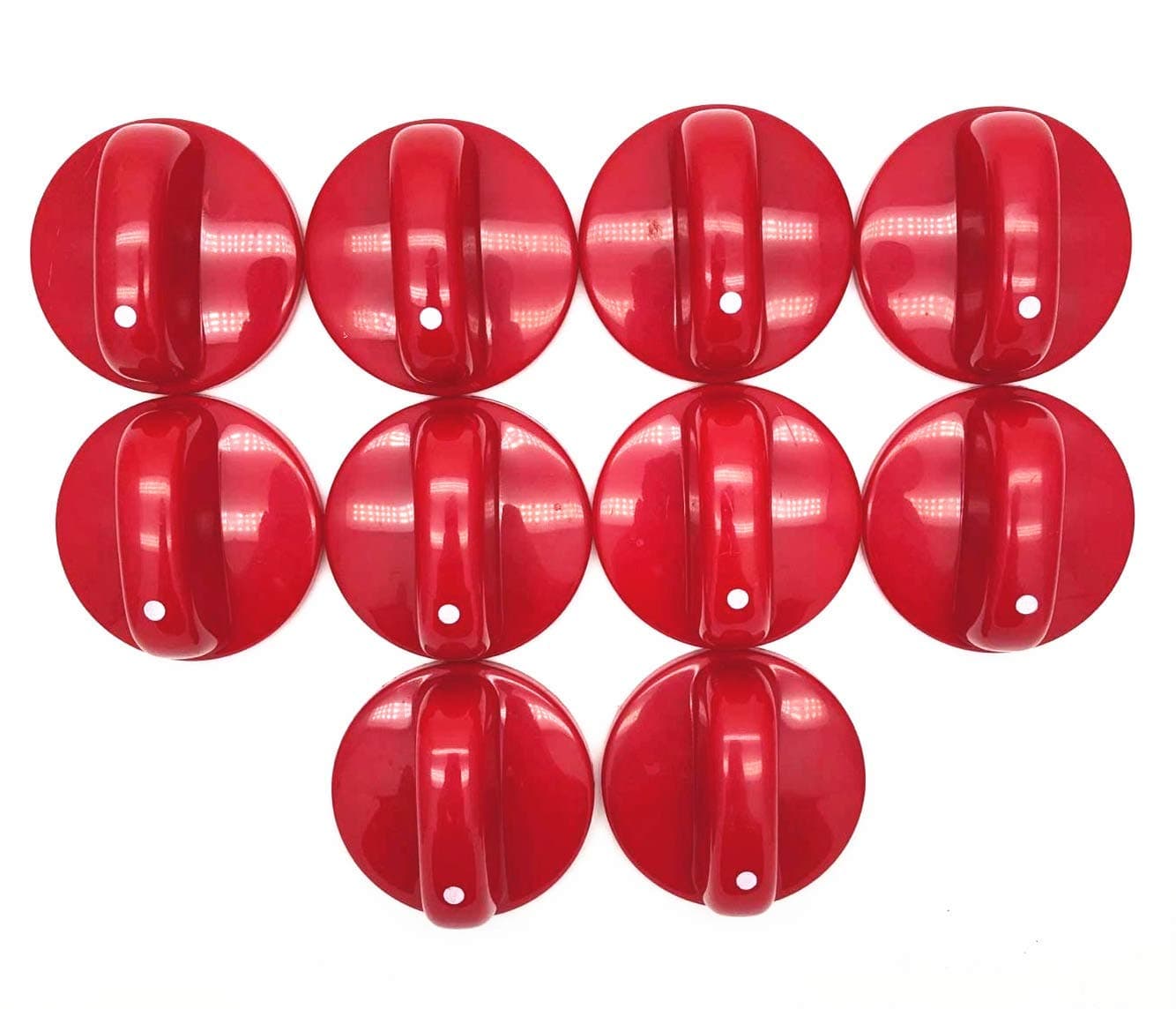 XMHF 10pcs Kitchen Cooktop Round Shape Rotary Switch Knob Red Plastic Gas Range/Stove/Oven Control Knob