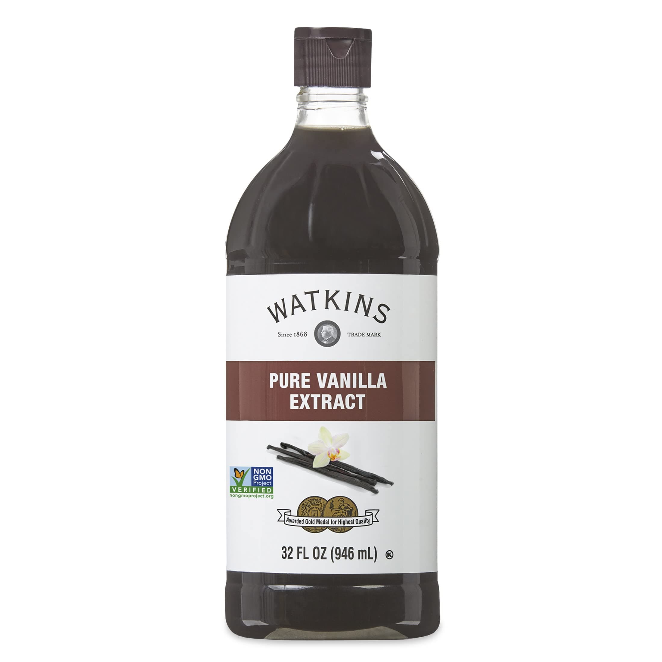 Watkins Pure Vanilla Extract, with Madagascar Vanilla Beans, Non-GMO, Kosher, 32 Fl Oz (Pack of 1)