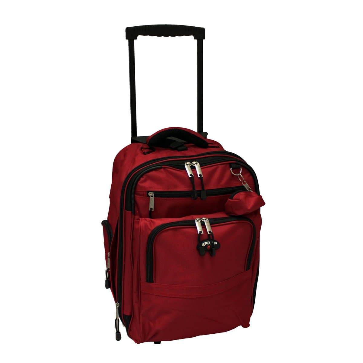 Deluxe Expandable Rolling Carry-On Backpack Color: Burgundy