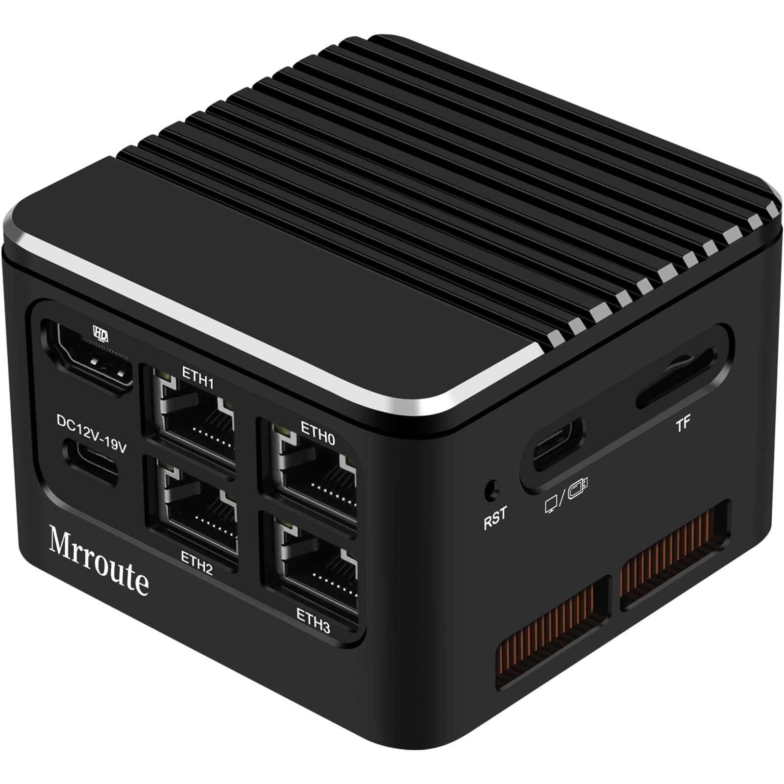 MR-M1 Plus Mini Router Alder Lake i3-N305, 8C/8T, up to 3.8 GHz,16G RAM NO SSD, Type-C/HDMI 4K Dual Display,4X LAN i226-V 2.5GbE Ports/USB3.1 Gen2,Linux/Ubuntu PC