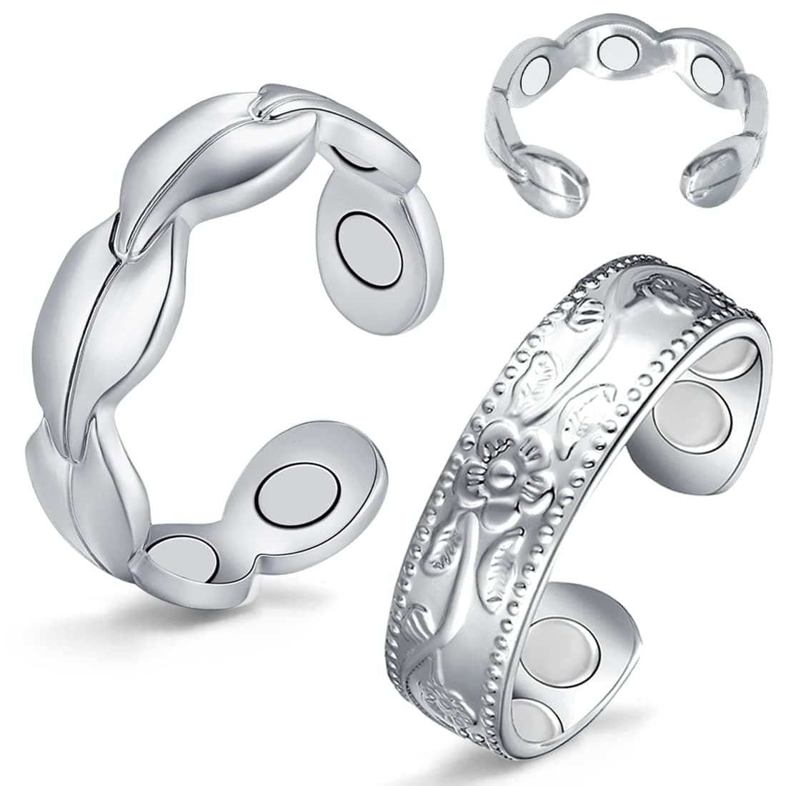 - 7X Copper Rings for Women 99% Pure Copper Ring Adjustable with Present Box (2PCS)