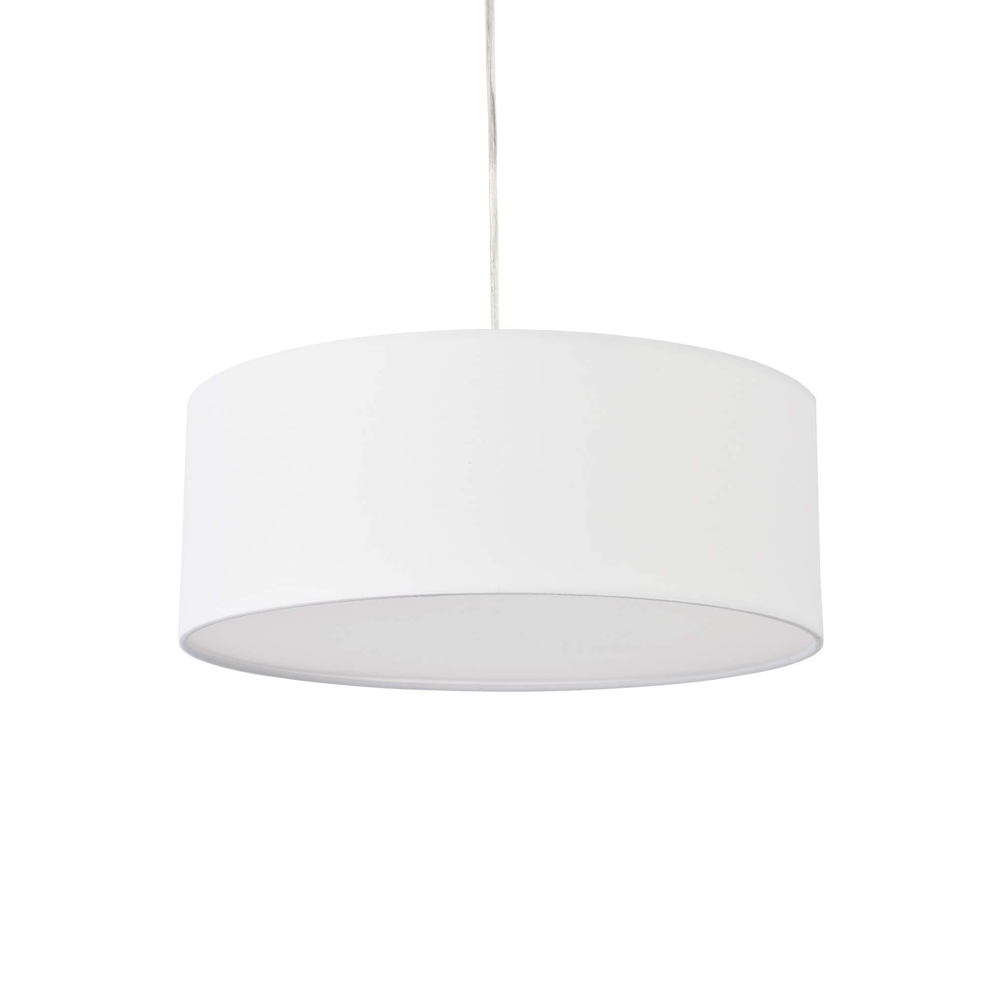 Modern 3-Light White Drum Pendant Light Fixture, 16''Nickel Fabric Shade, Acrylic Diffuser,Hanging Ceiling Lights,Simple Mid-Century Chandelier for Entryway,Hallway,Dining Room,Bedroomand Foyer