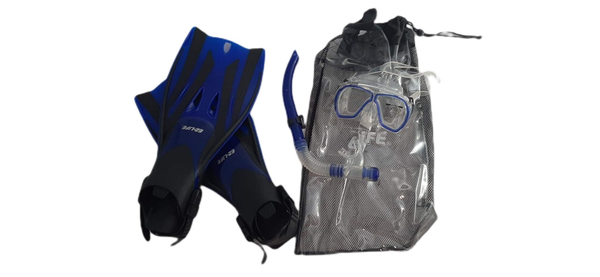 Kit, Snorkeling Set with Case, Diving Set with Fins, Goggles and Tube – Blue